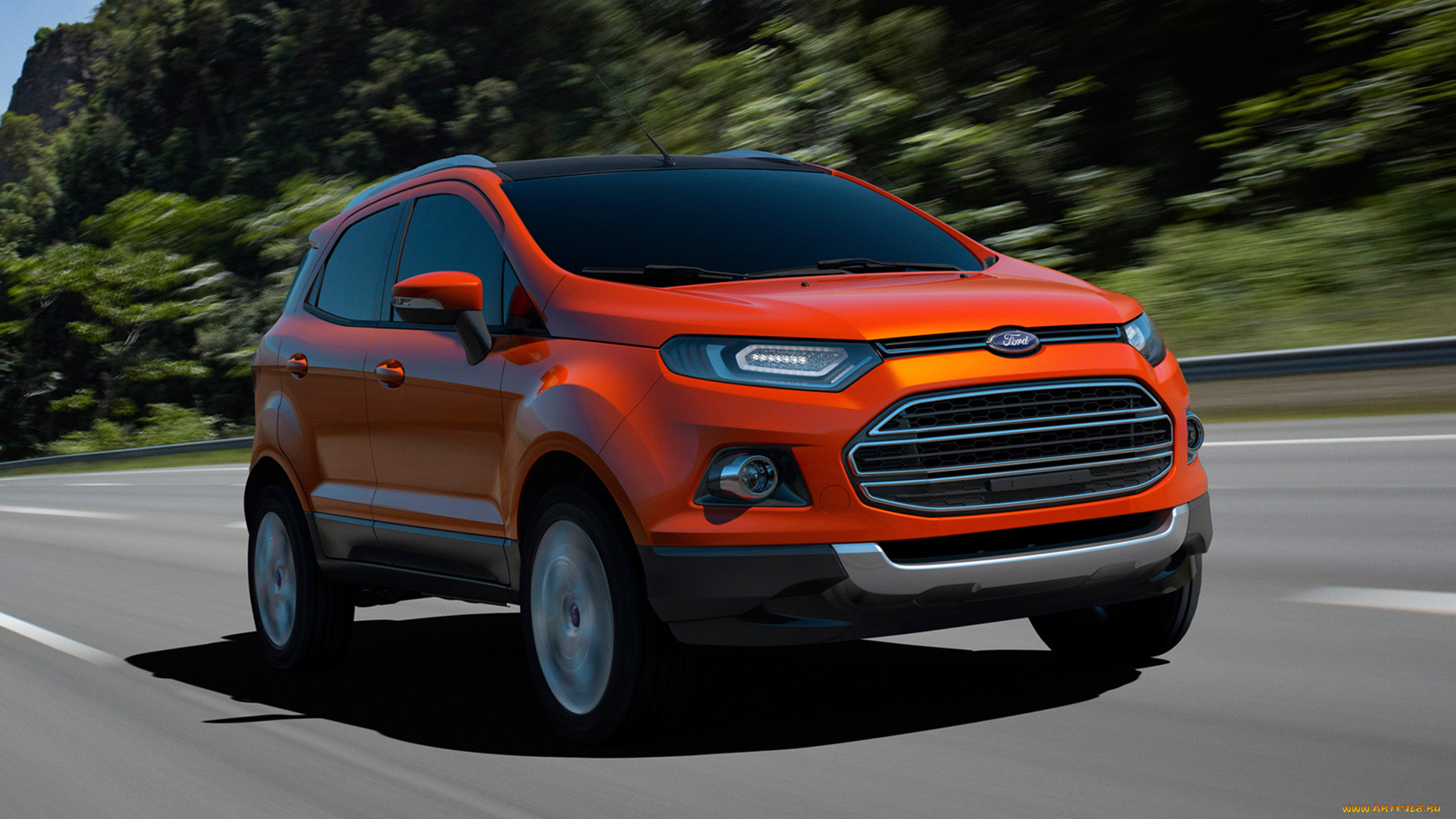 ford, eco, sport, concept, 2012, автомобили, ford, движение, оранжевый, 2012, concept, eco, sport