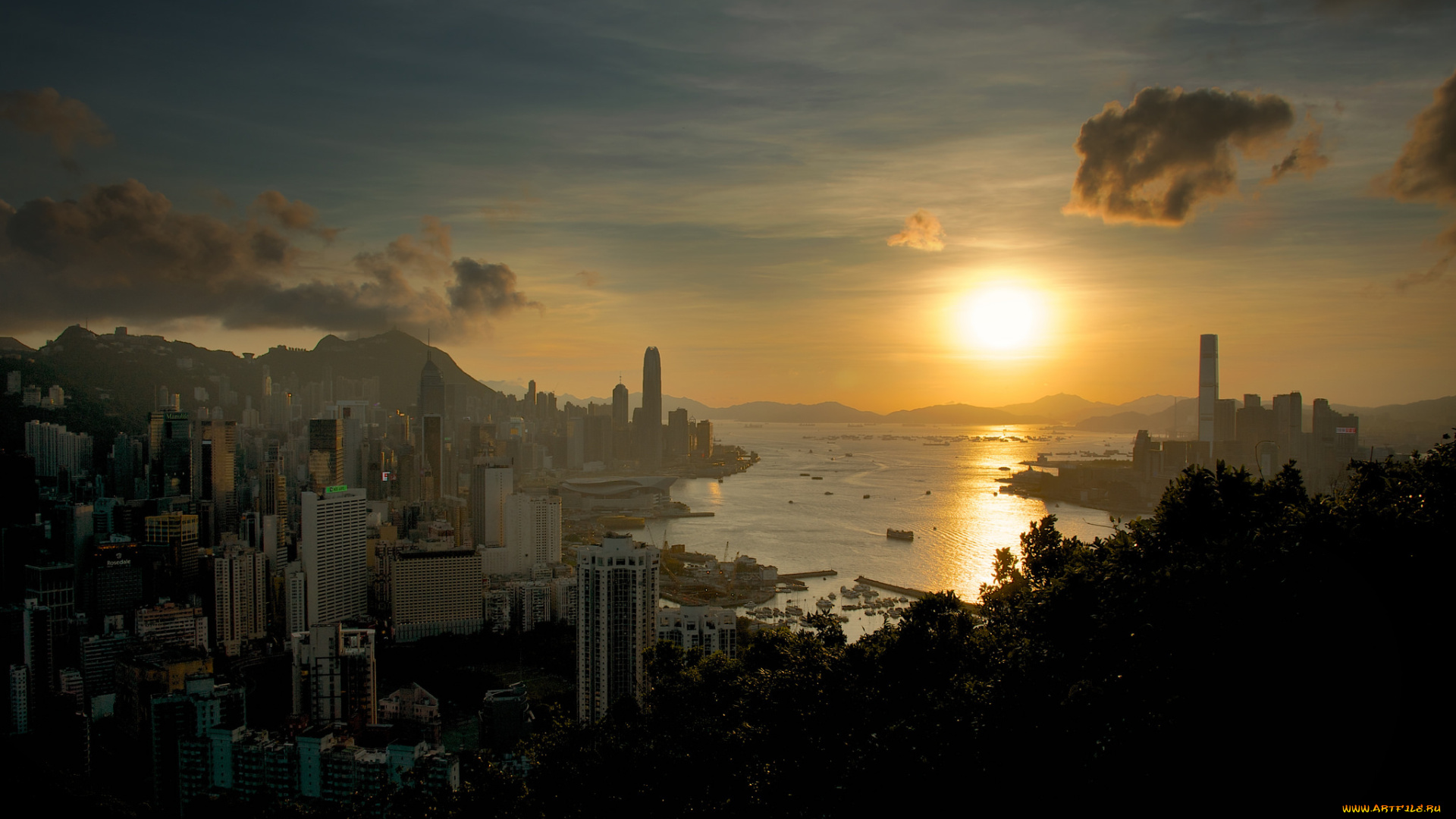 hong, kong, города, гонконг, , китай, закат