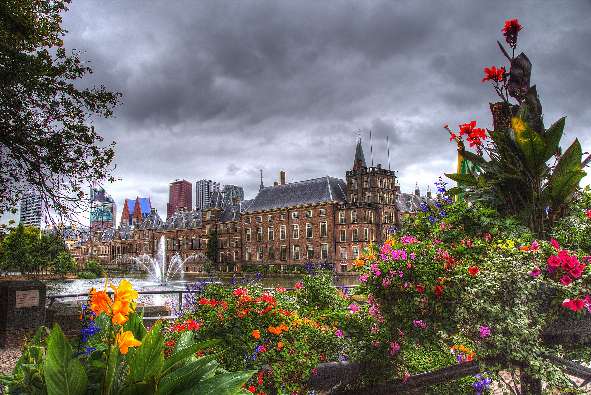 hague, города, -, пейзажи, фоннтан, рекка, парк