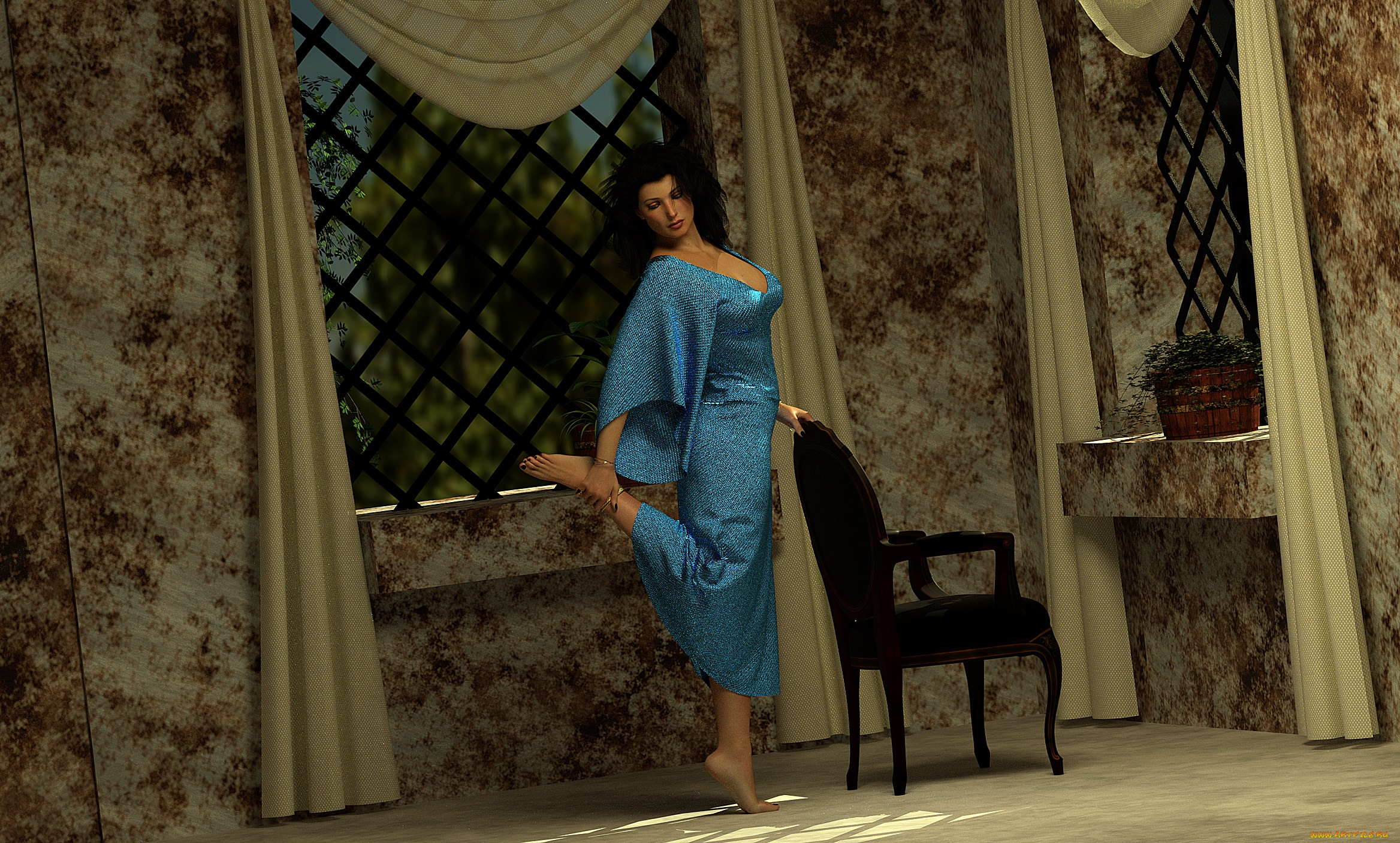 3д, графика, люди, , people, девушка, интерьер, фон, взгляд