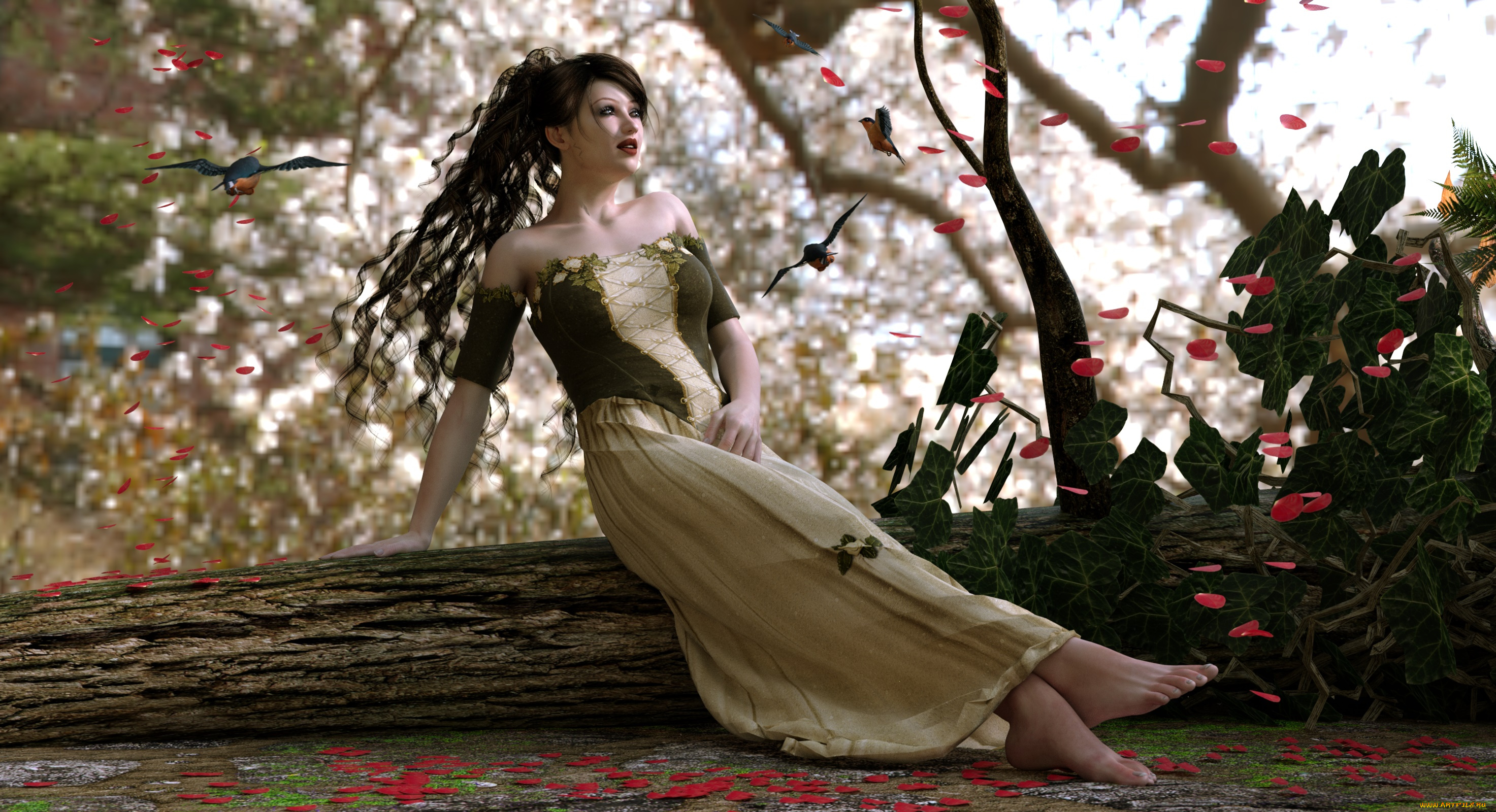 3д, графика, люди, , people, девушка, взгляд, фон