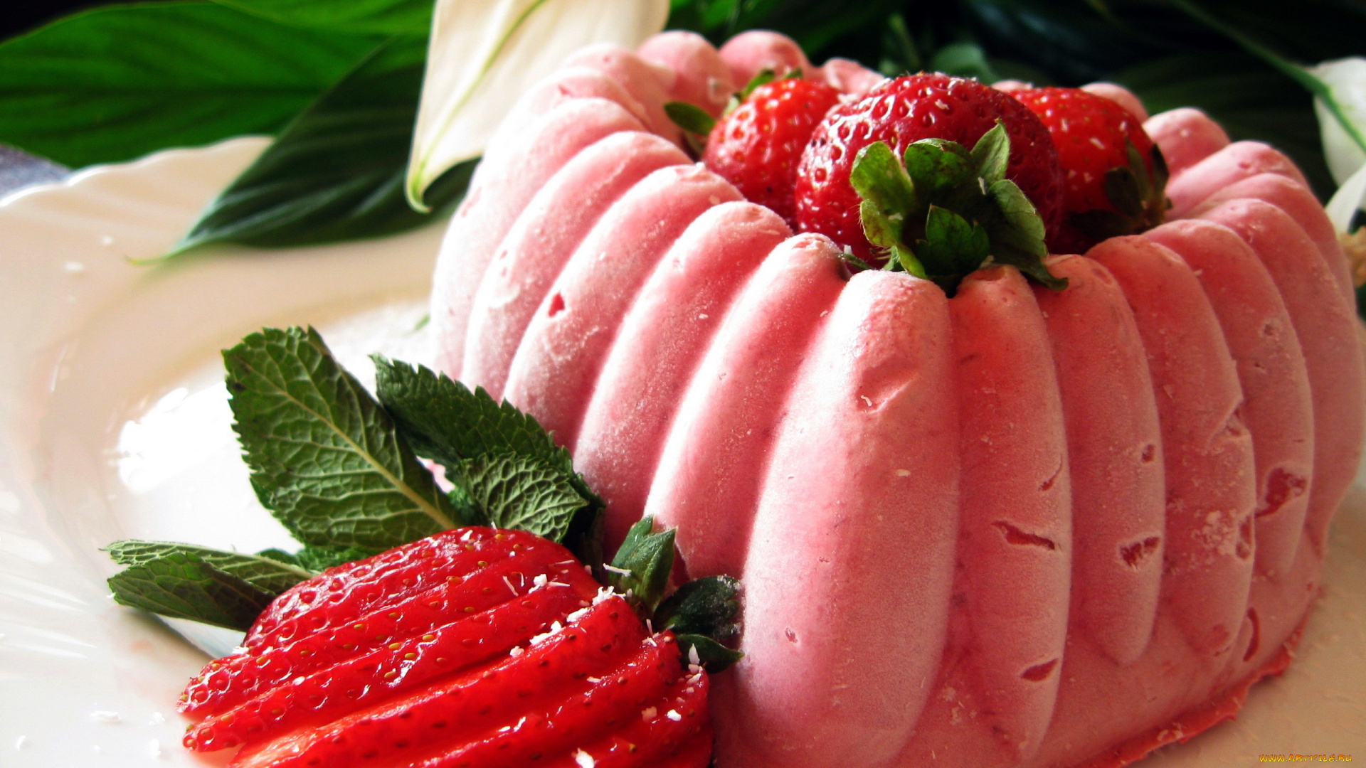 еда, мороженое, , десерты, десерт, клубника, желе