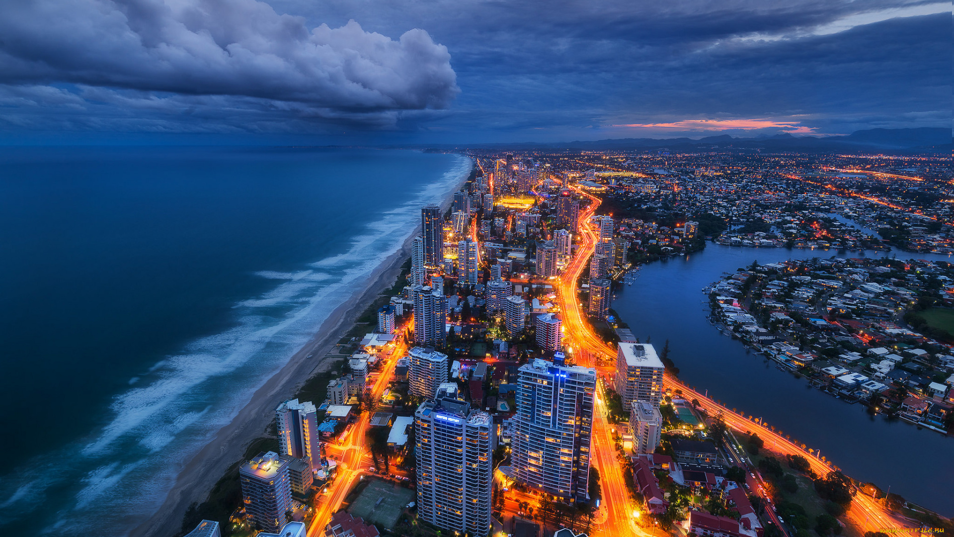 города, -, панорамы, побережье