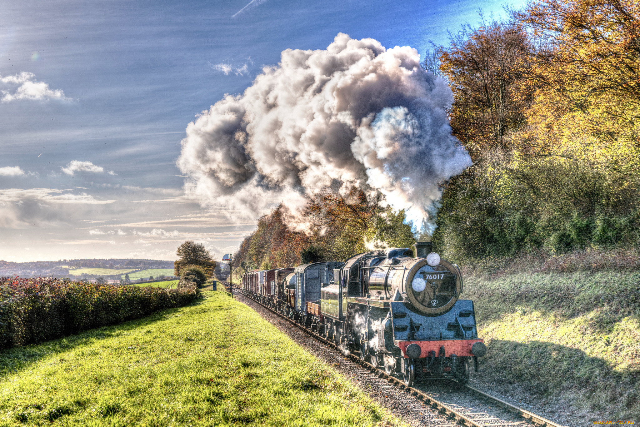 техника, паровозы, локомотив, состав