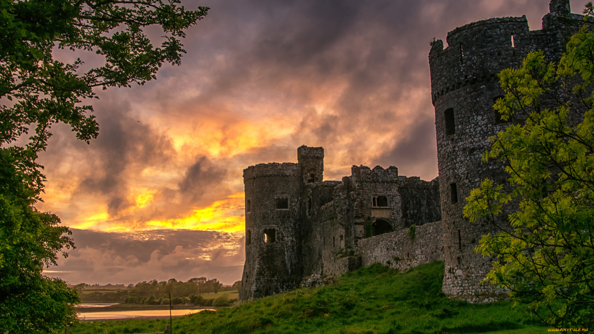 carew, castle, города, замки, англии, простор