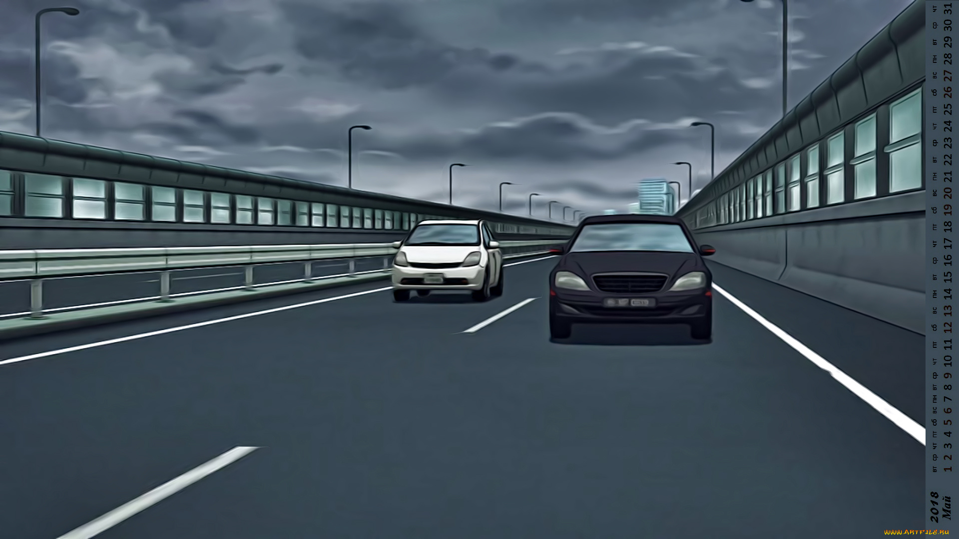 календари, аниме, дорога, машина