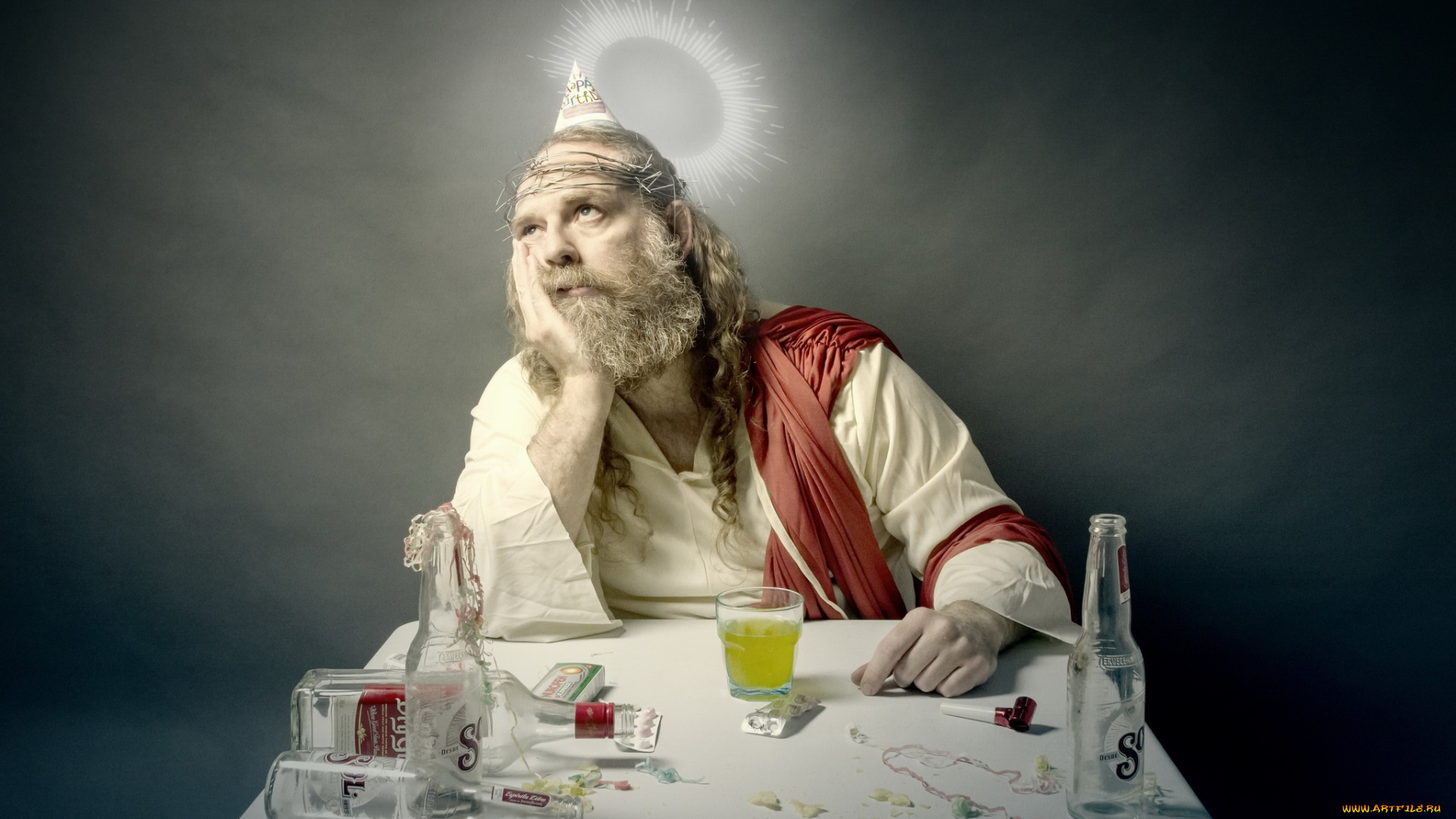 юмор, и, приколы, пьянство, нимб, человек, бутылки