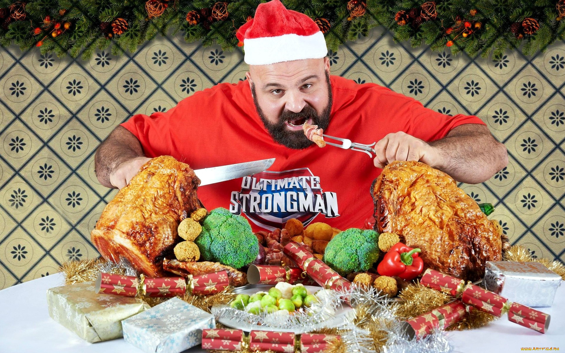 юмор, и, приколы, мужчина, мясо, праздник, хлопушки