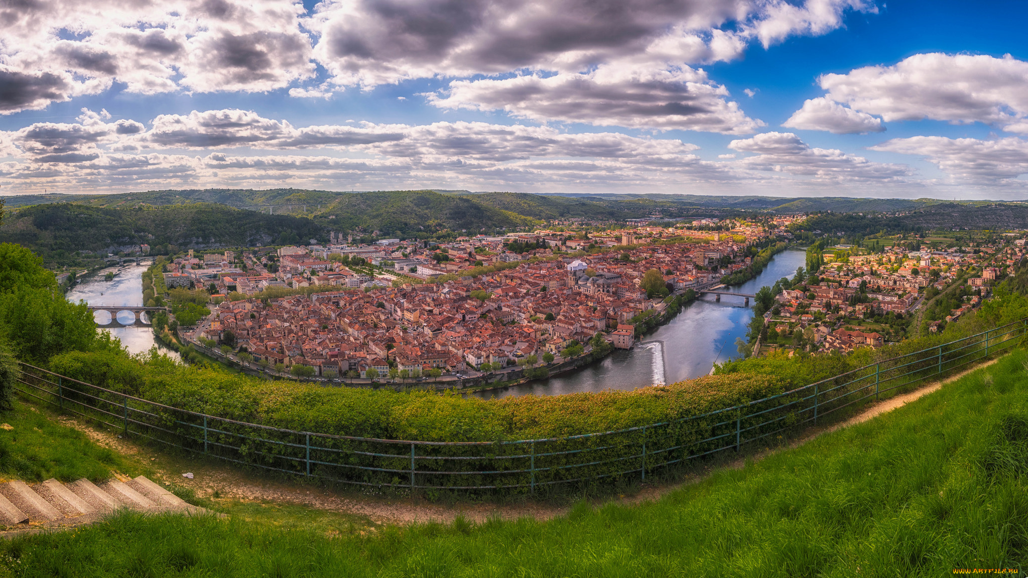 cahors, города, -, панорамы, простор