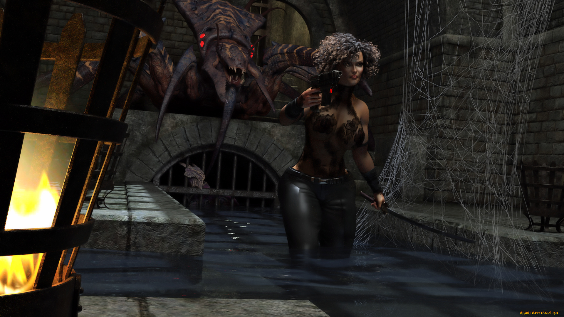 3д, графика, фантазия, , fantasy, девушка, взгляд, фон