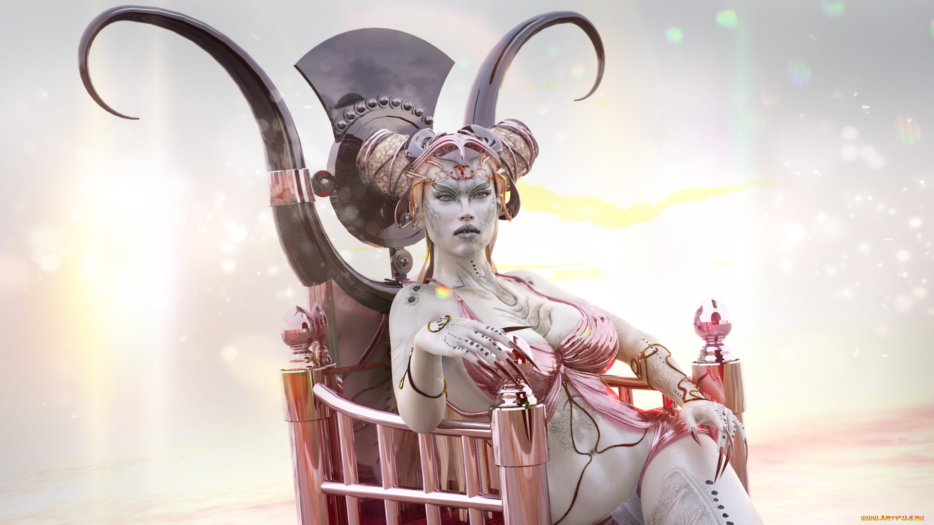 3д, графика, фантазия, , fantasy, девушка, взгляд, фон