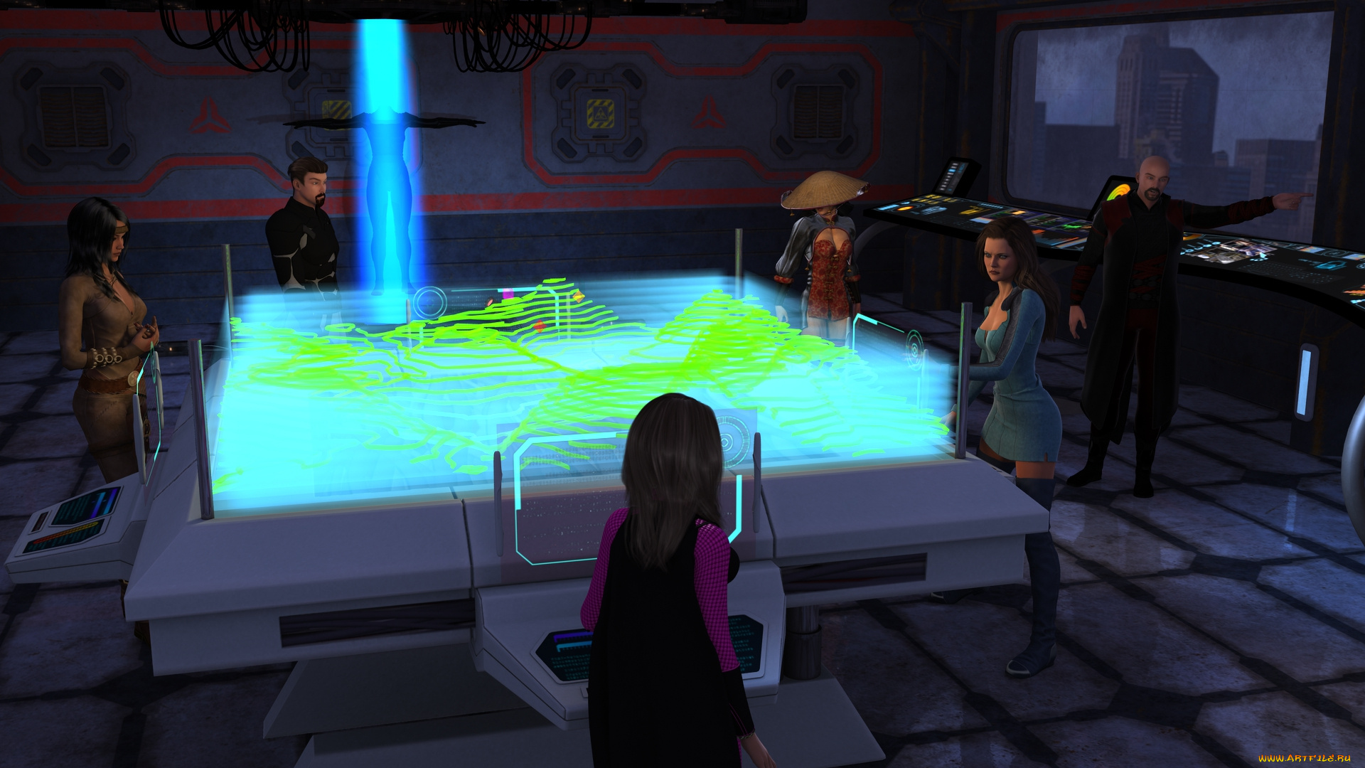 3д, графика, фантазия, , fantasy, девушки, взгляд, фон