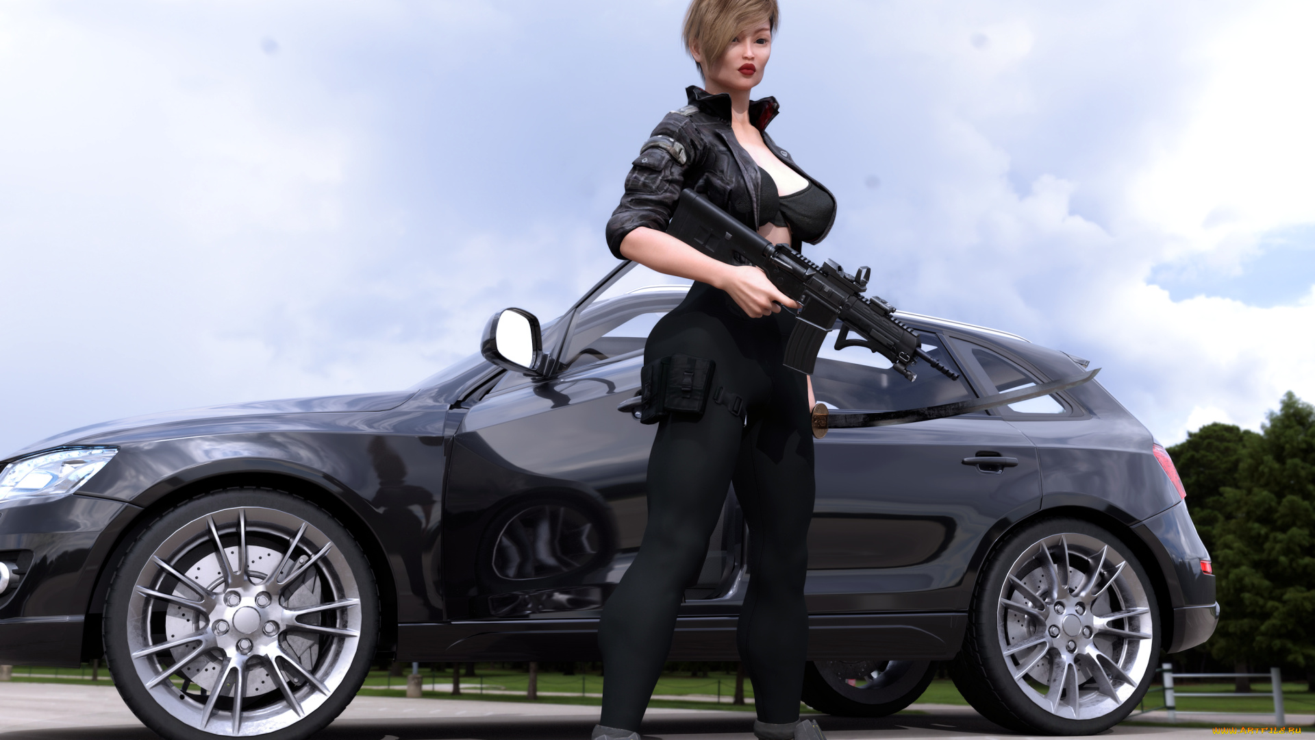 3д, графика, фантазия, , fantasy, фон, взгляд, девушка