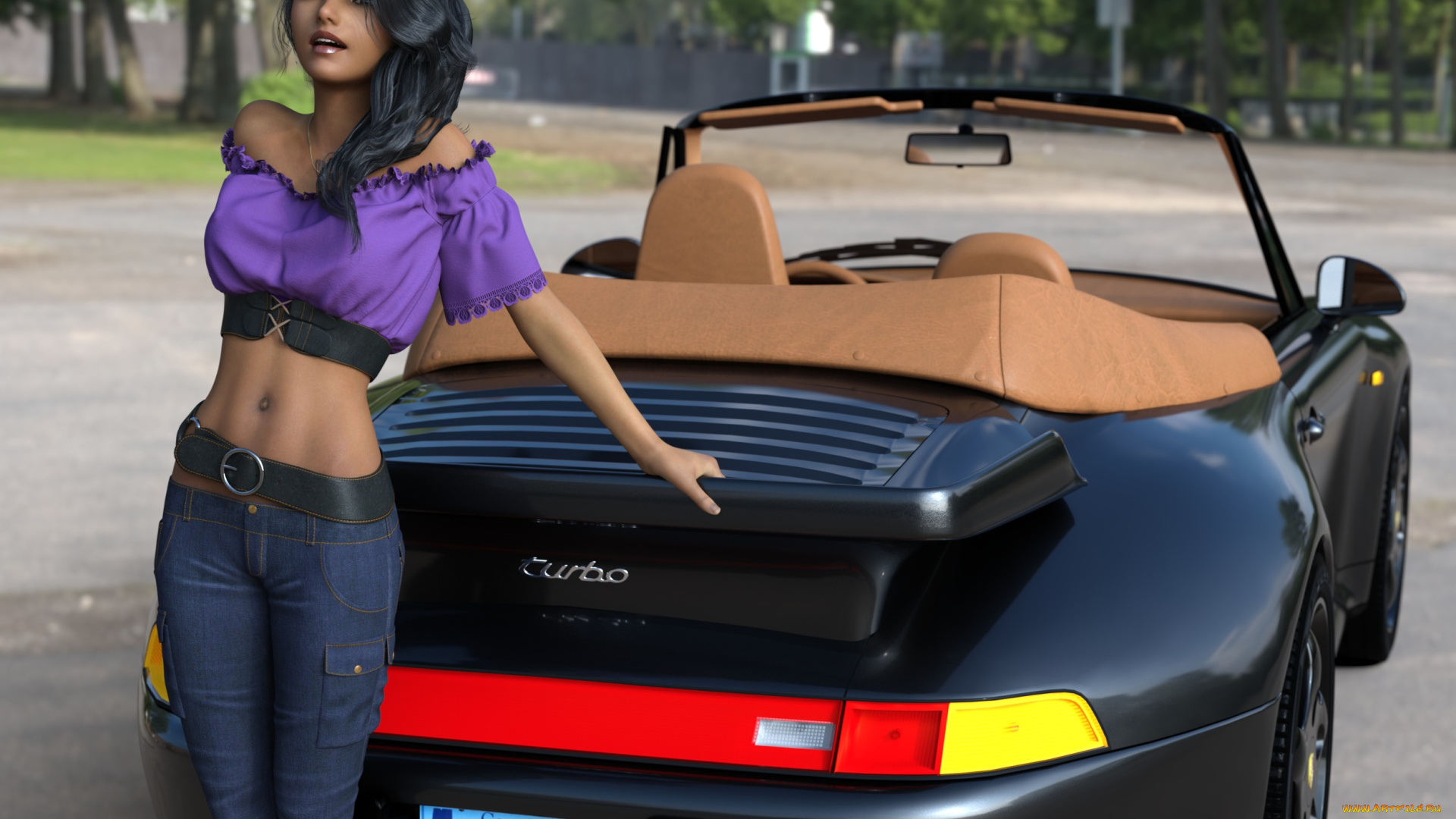 3д, графика, люди-авто, мото, , people-, car, , , moto, девушка, взгляд, фон