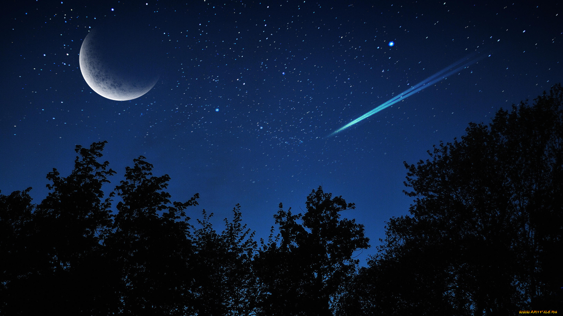 космос, луна, ночь