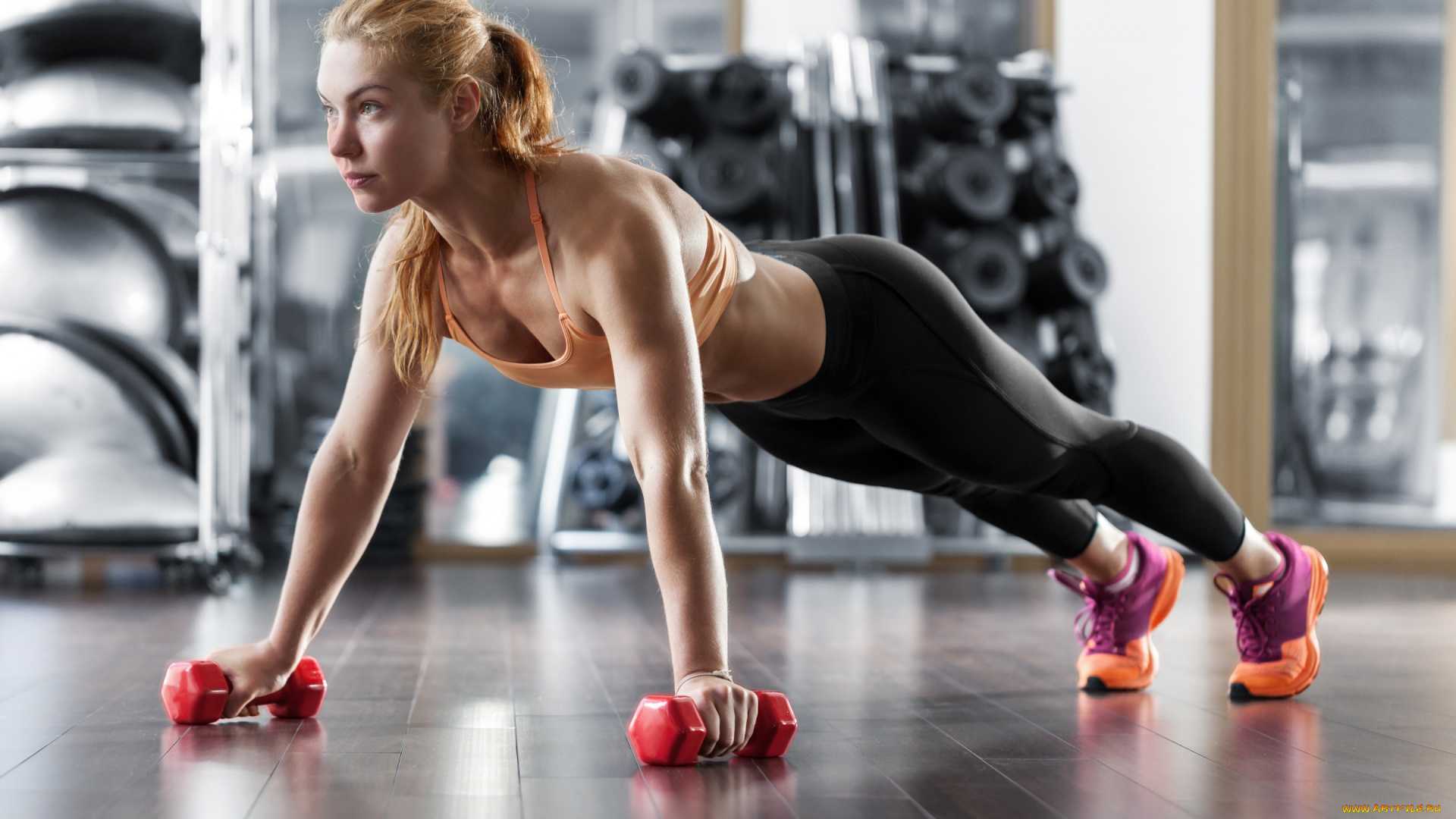 спорт, фитнес, взгляд, фон, девушка