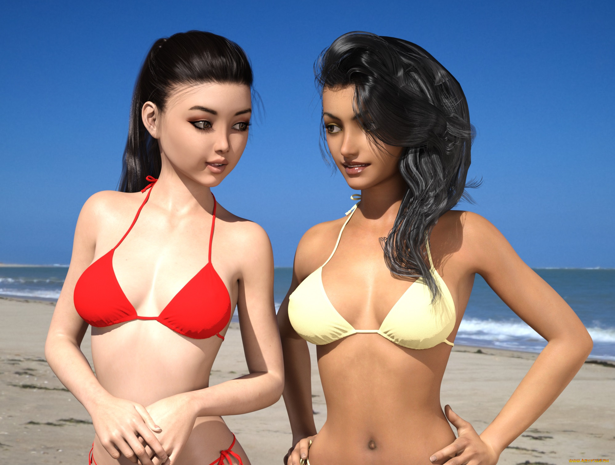 3д, графика, люди, , people, девушки, взгляд, фон