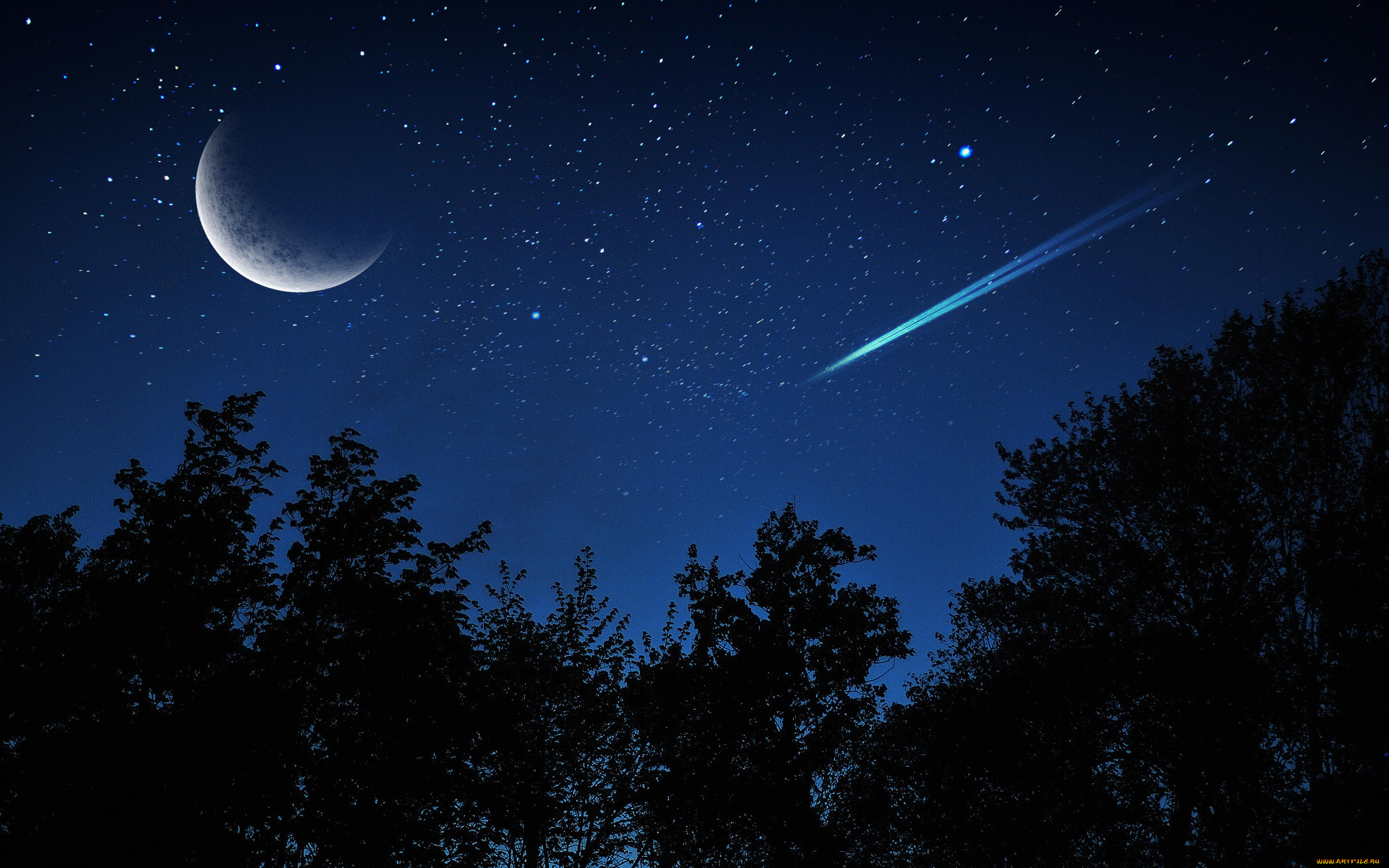 космос, луна, ночь