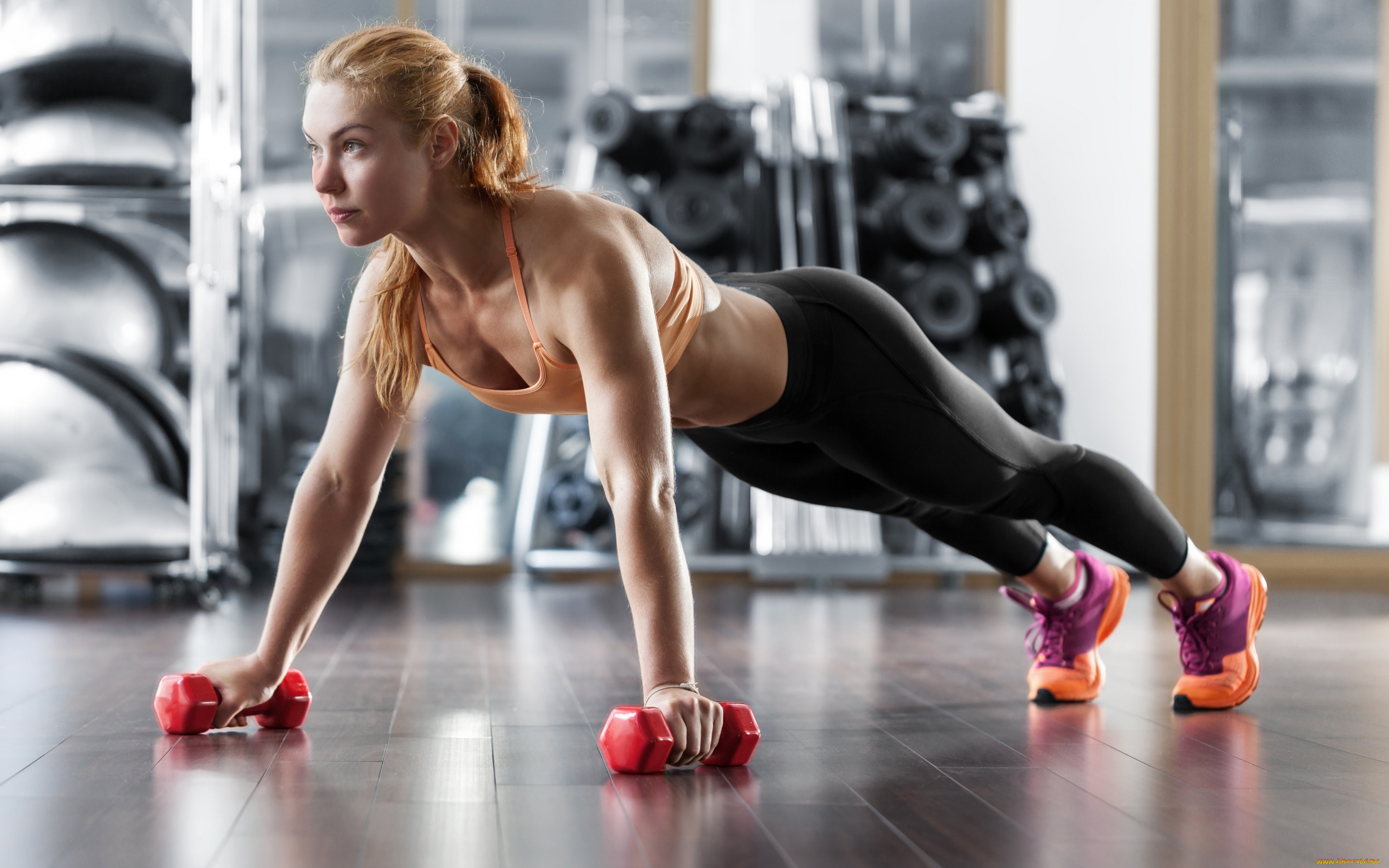 спорт, фитнес, взгляд, фон, девушка