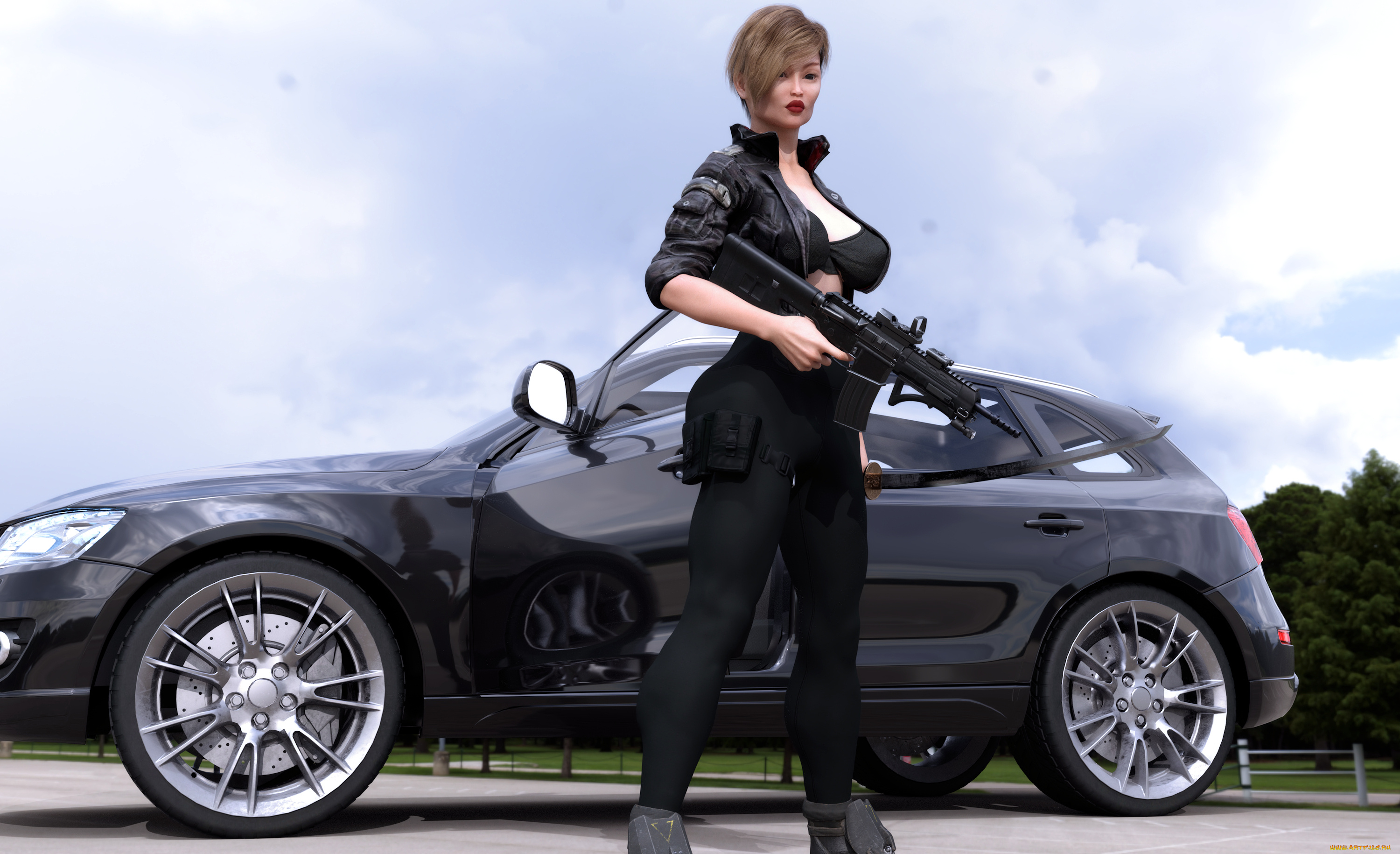 3д, графика, фантазия, , fantasy, фон, взгляд, девушка