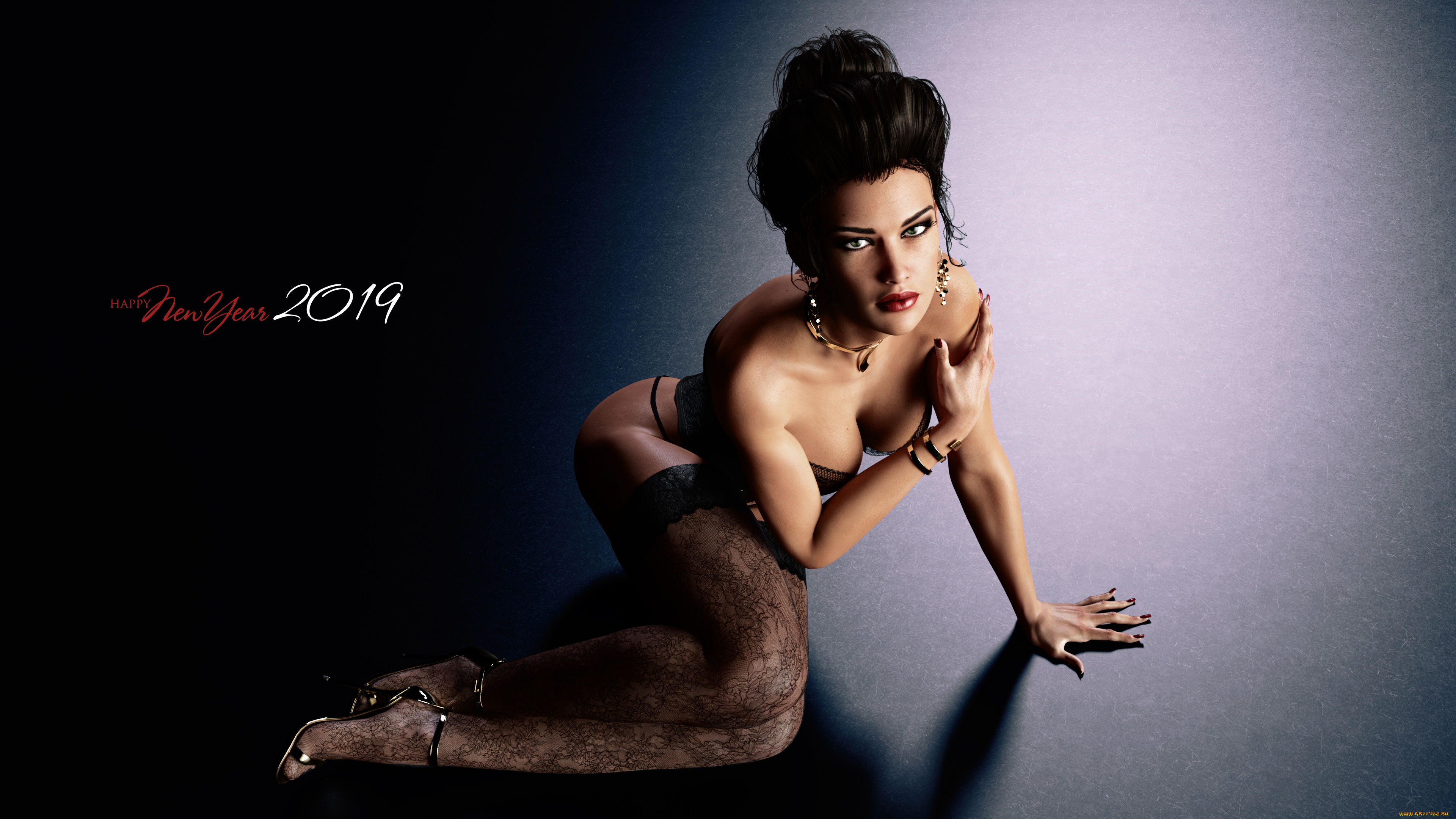 3д, графика, праздники, , holidays, девушка, фон, взгляд, чулки