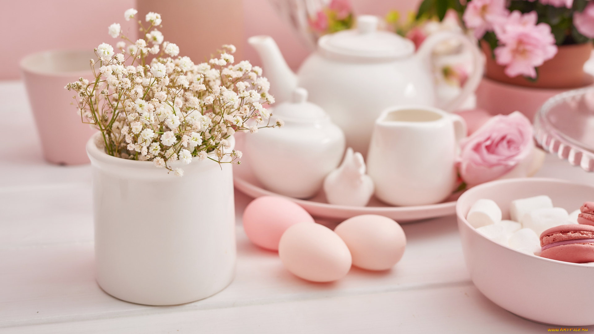 праздничные, пасха, праздник, яйца, цветы, весна, посуда