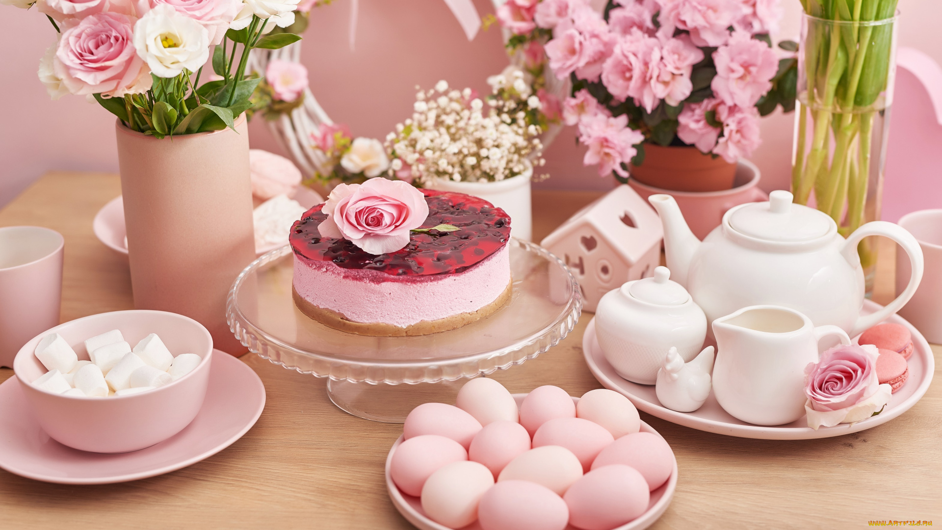 праздничные, пасха, праздник, яйца, торт, посуда