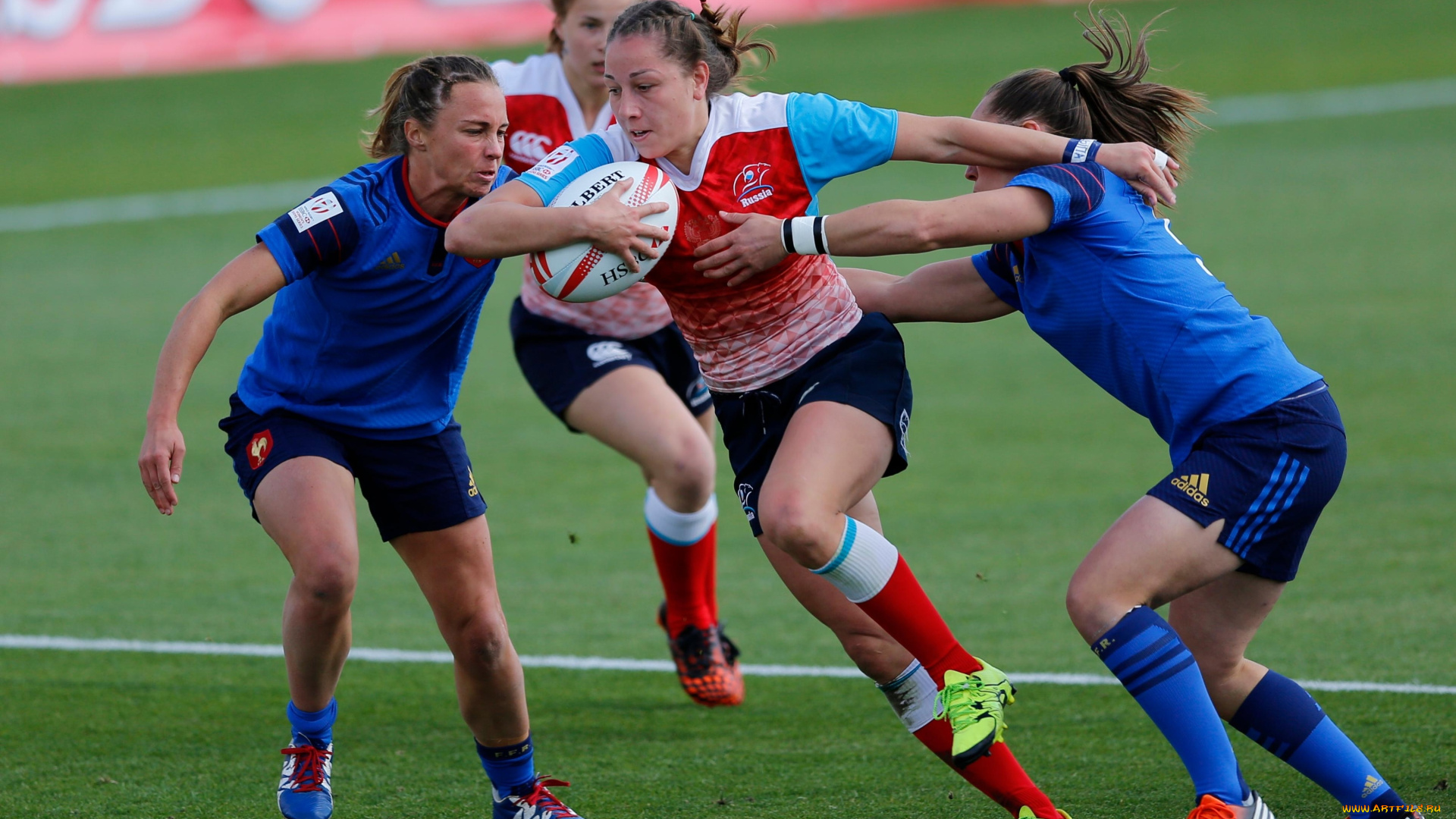 регби, спорт, женщины, стадион, матч, мяч