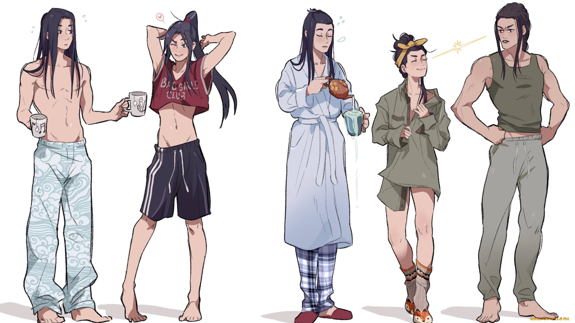 аниме, mo, dao, zu, shi, лань, ванцзи, вэй, усянь, чашки, утро, сичень, цинь, гуанъяо, не, минцзюэ