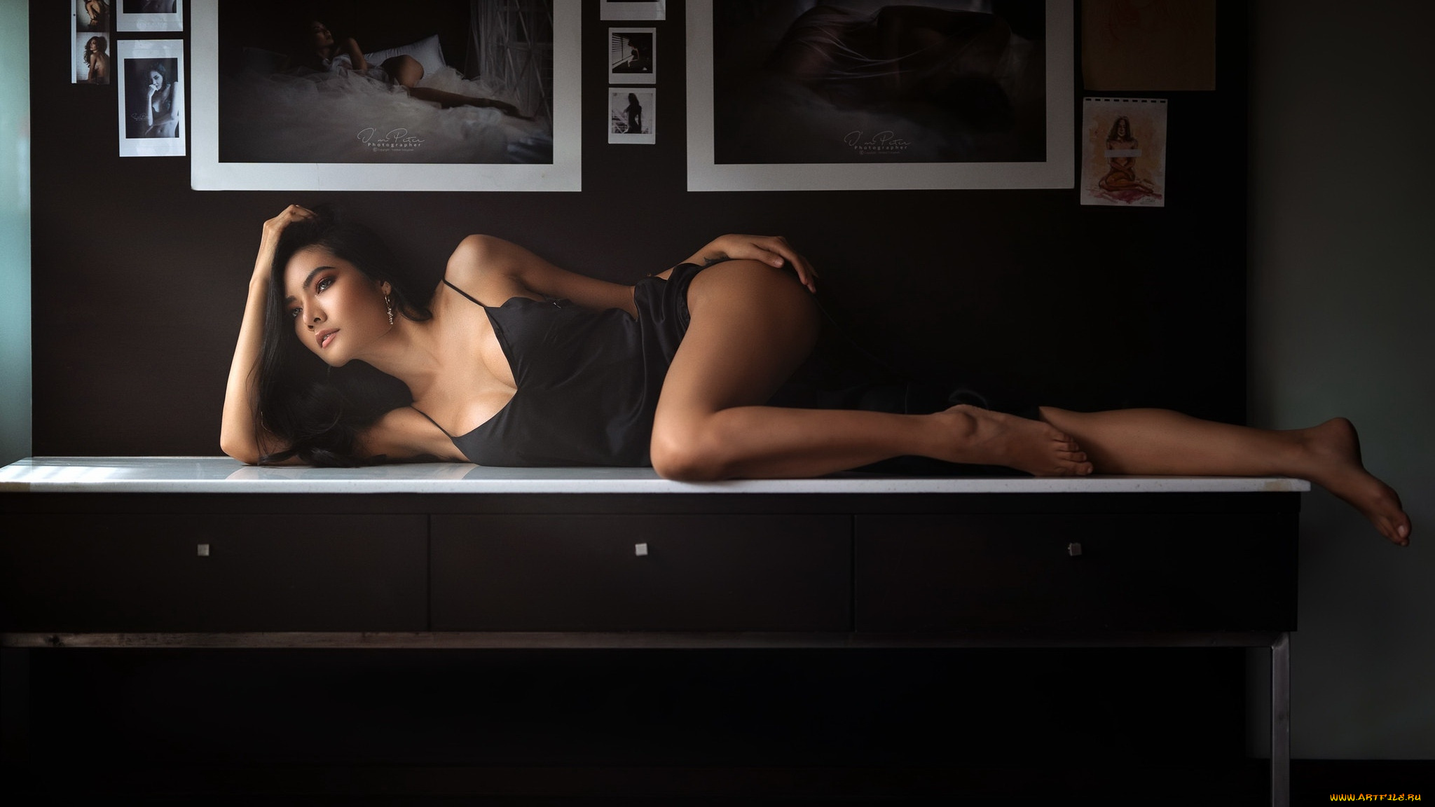 девушки, -, азиатки, азиатка, поза