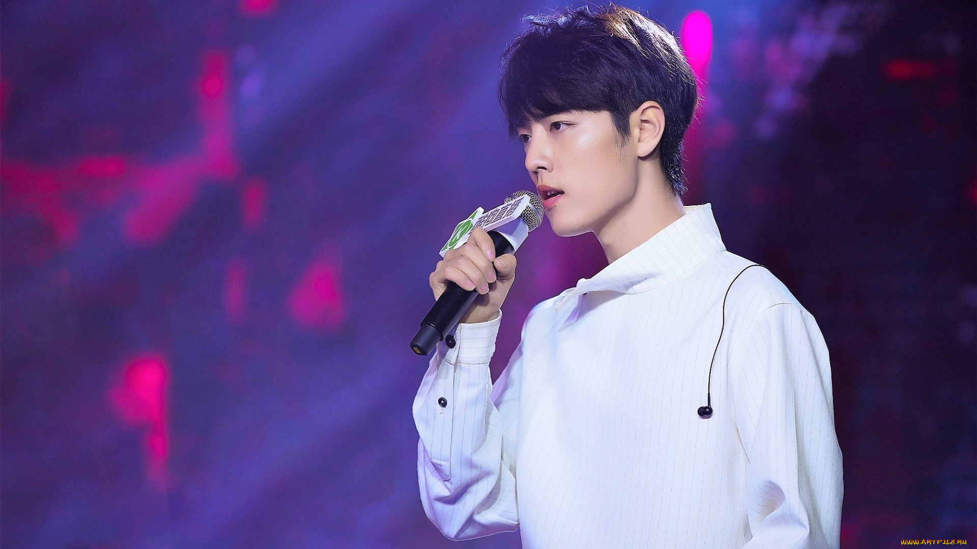 мужчины, xiao, zhan, актер, рубашка, микрофон, сцена