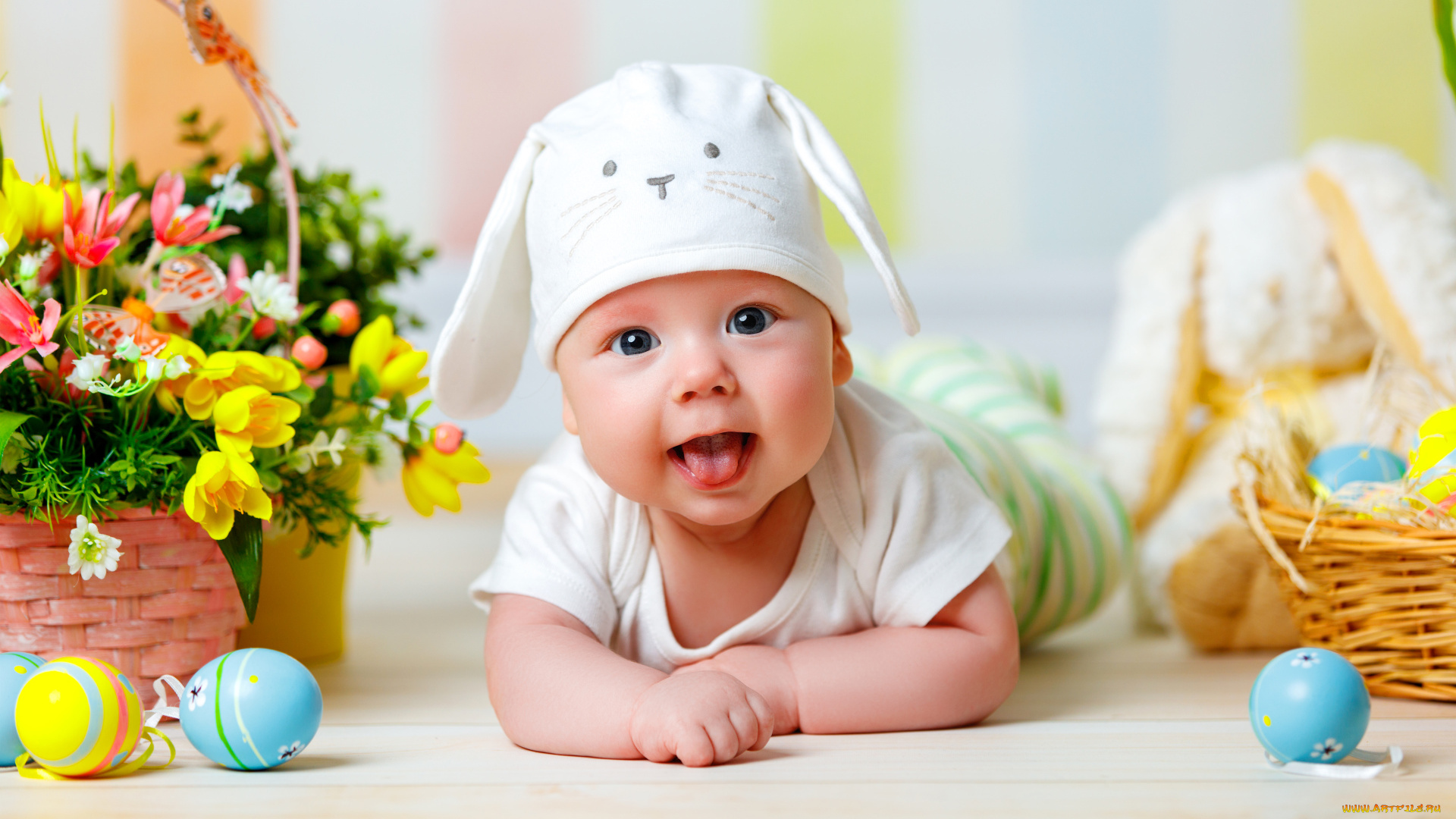 разное, дети, ребенок, шапка, цветы, яйца