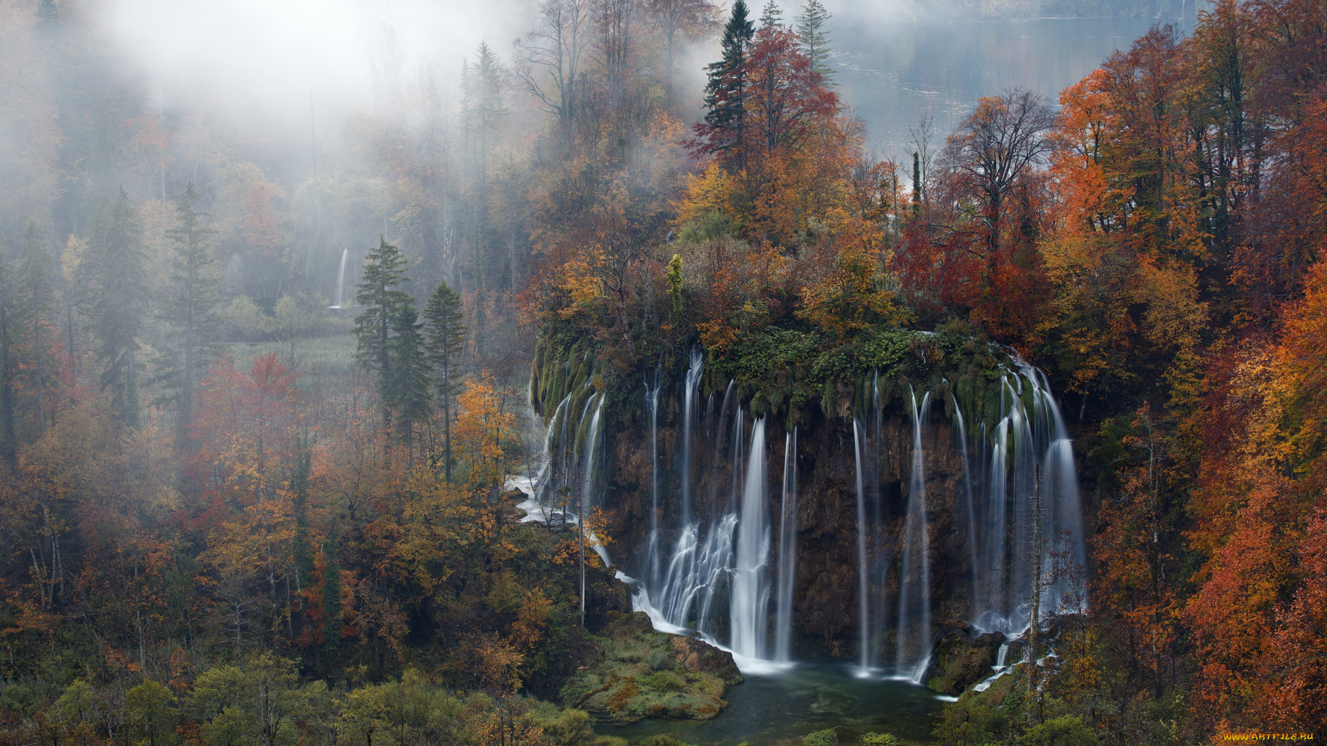 национальный, парк, plitvice, lakes, природа, водопады, национальный, парк, плитвицкие, озера, осенний, пейзаж, хорватия