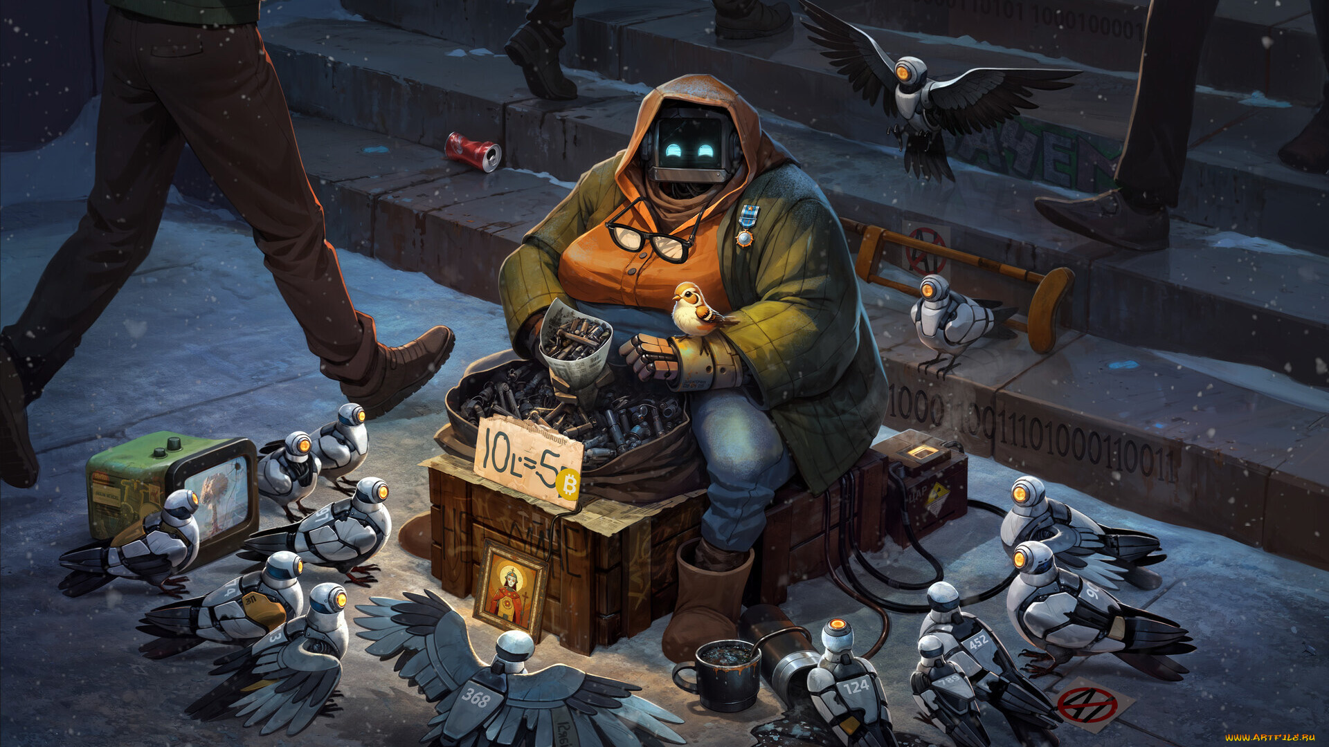 фэнтези, роботы, , киборги, , механизмы, бабушка, робот, голуби