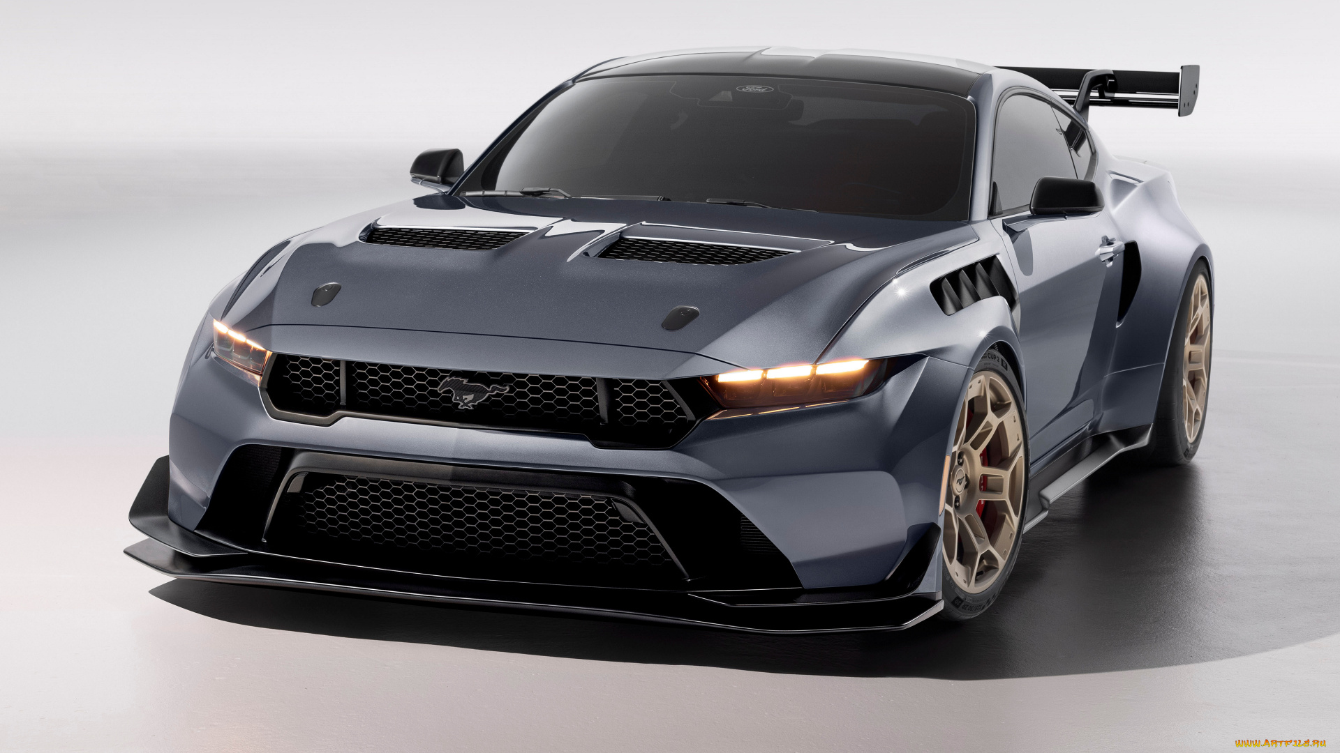 спорткар, автомобили, mustang, спортивный, серый, красивый, вид, с, переди