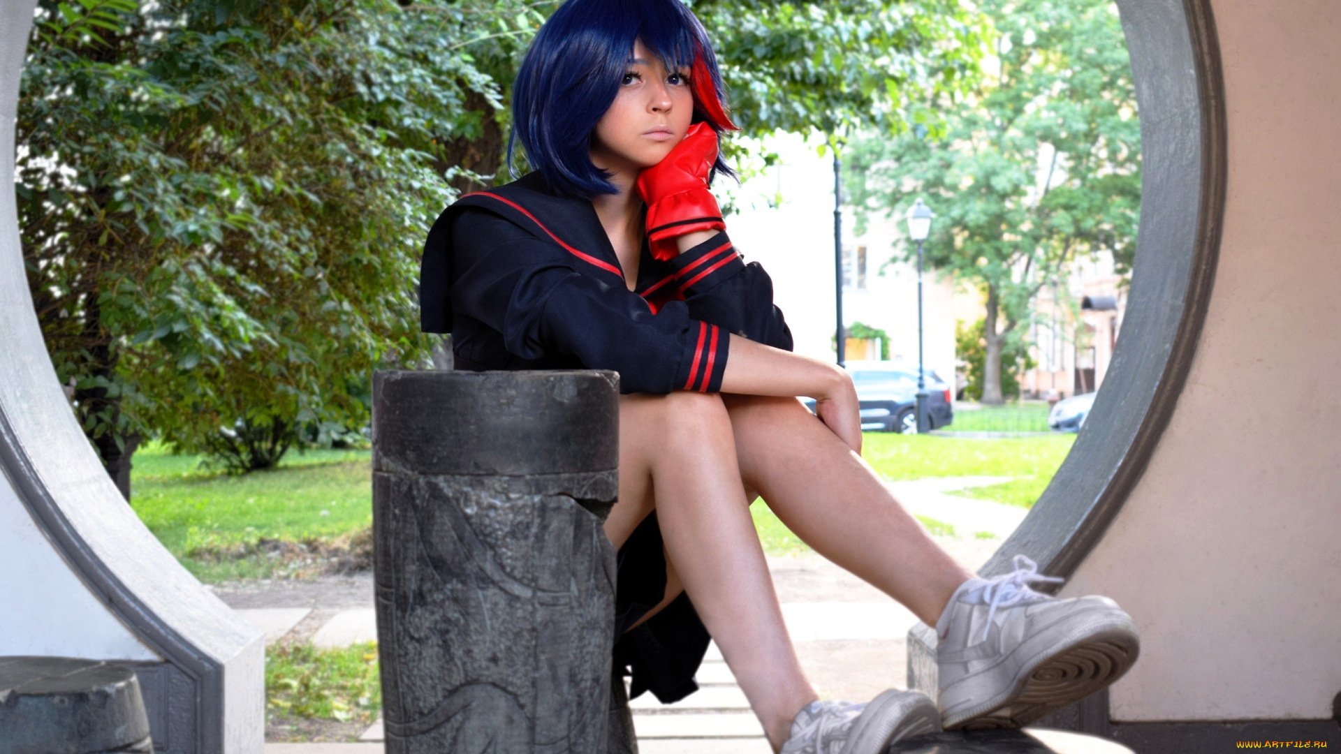 yameeka, девушки, -, креатив, , косплей, образ, косплей, форма, наряд, арка, стена, столба