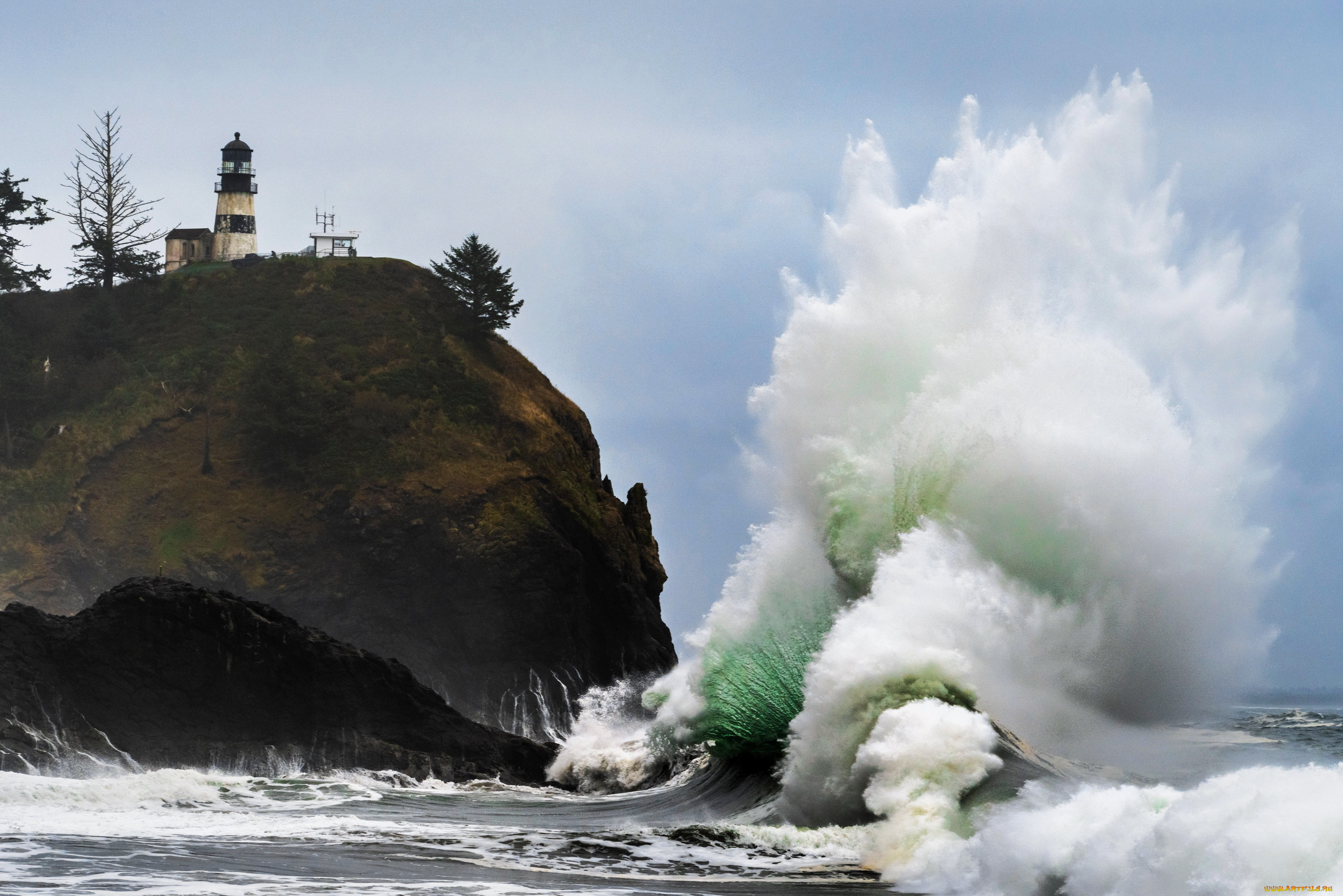 cape, disappointment, lighthouse, washington, state, природа, маяки, cape, disappointment, lighthouse, washington, state