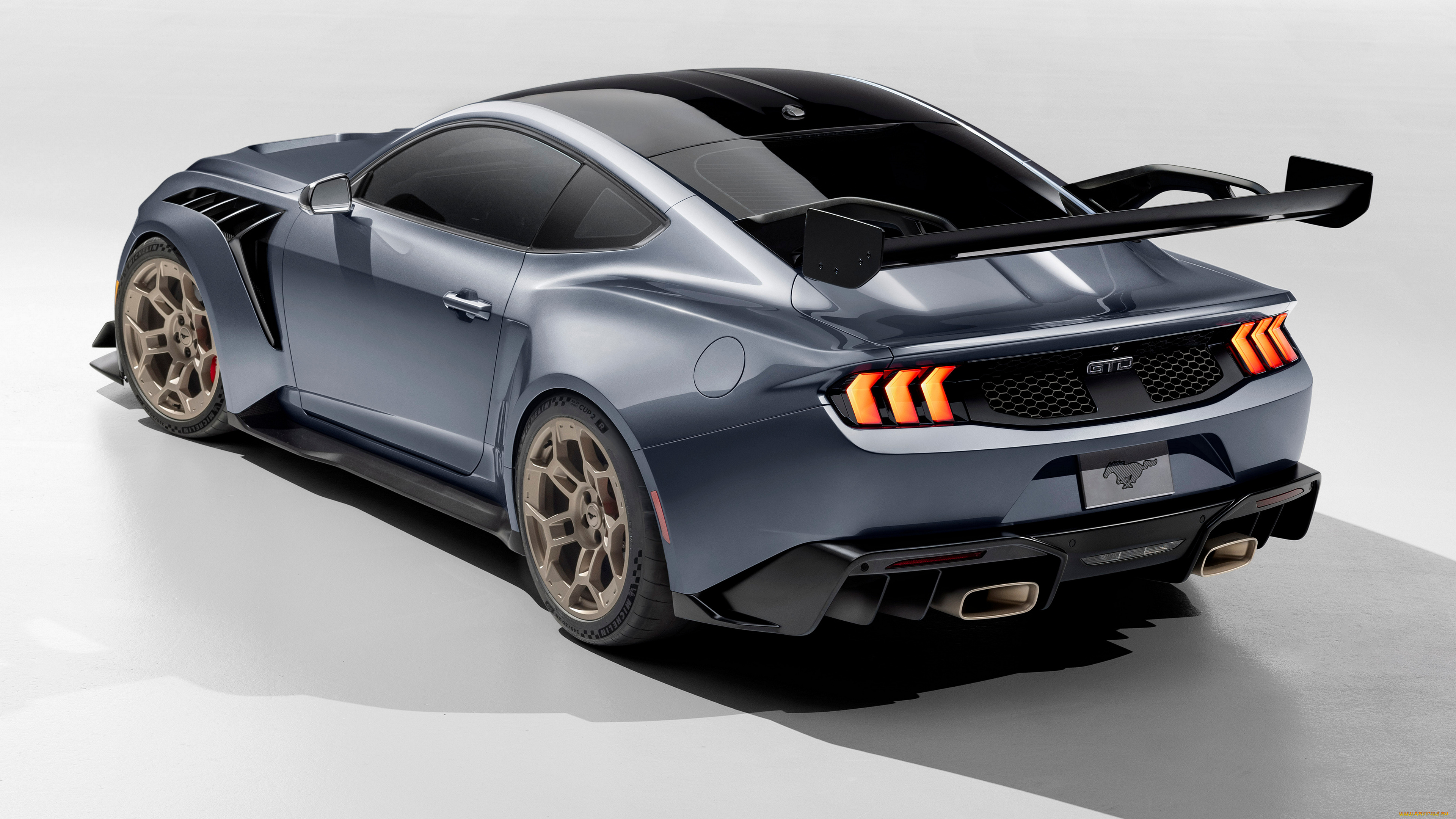 спорткар, автомобили, mustang, спортивный, серый, красивый, вид, сзади