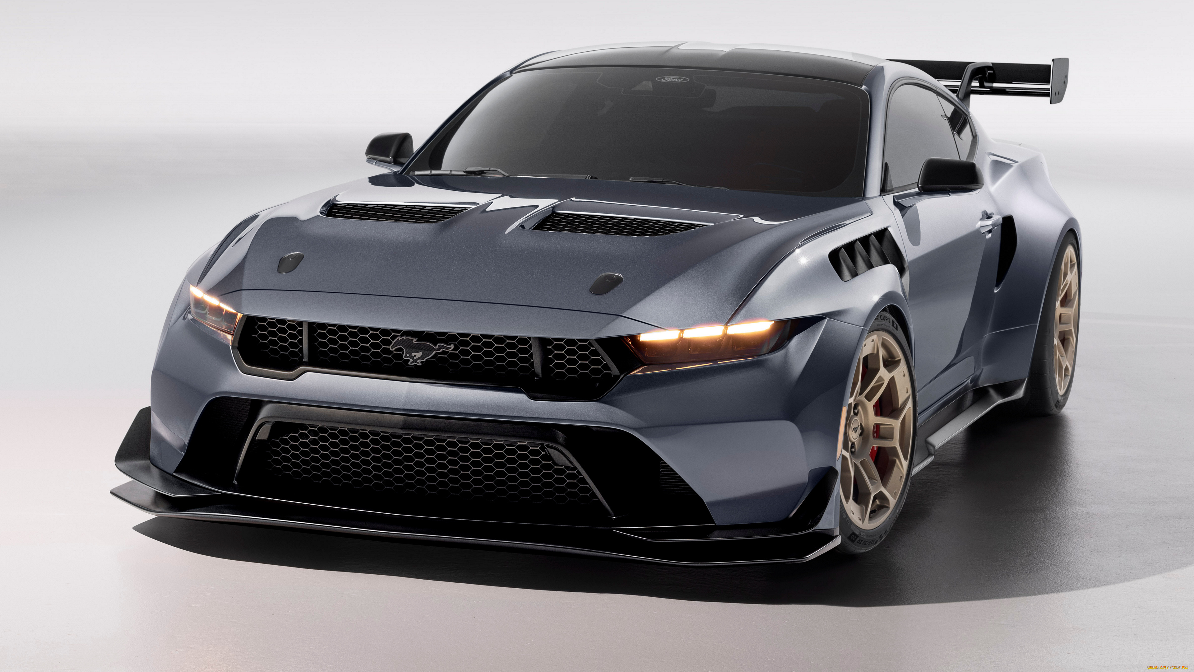 спорткар, автомобили, mustang, спортивный, серый, красивый, вид, с, переди