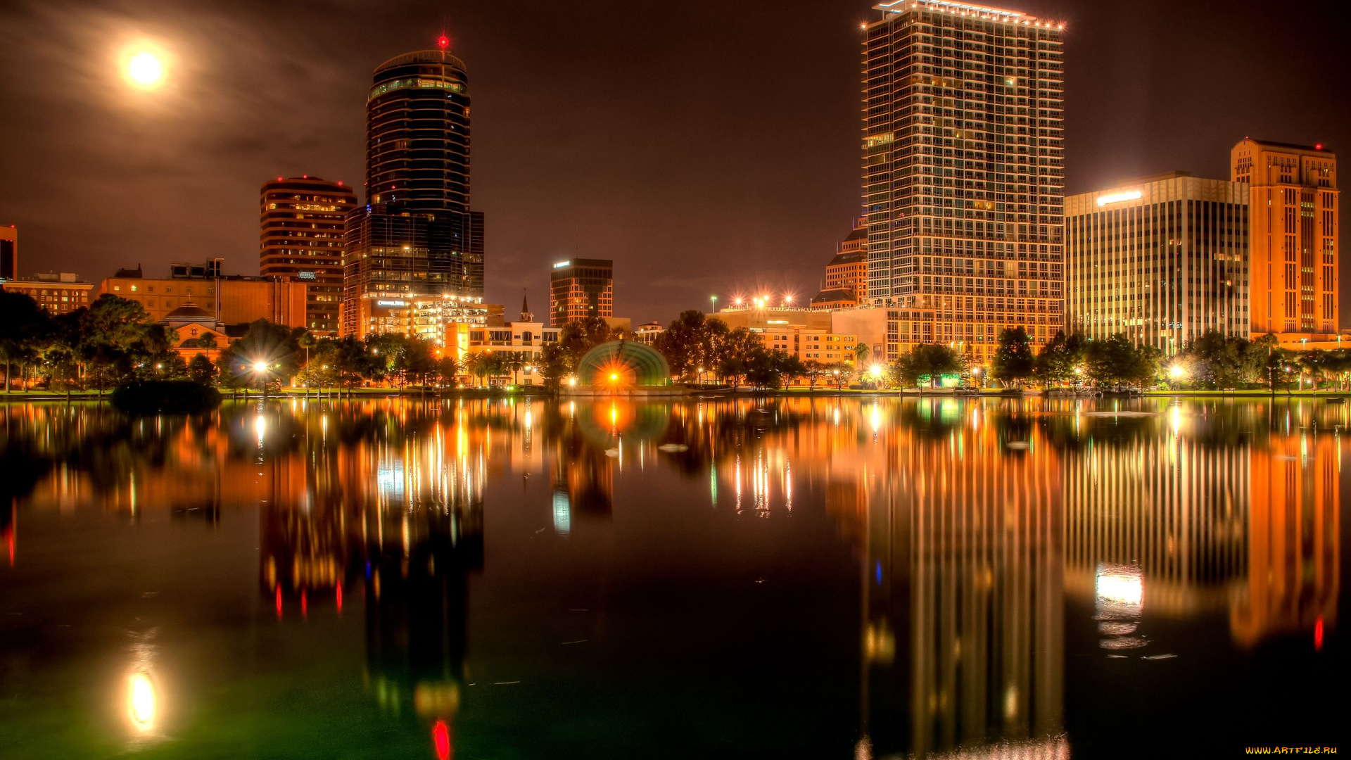 orlando, города, огни, ночного