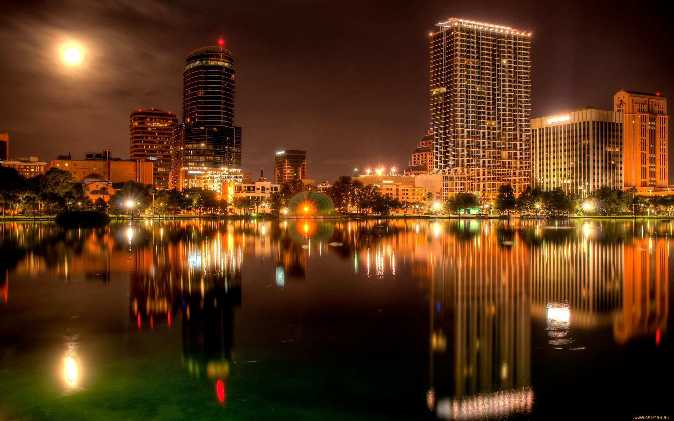 orlando, города, огни, ночного