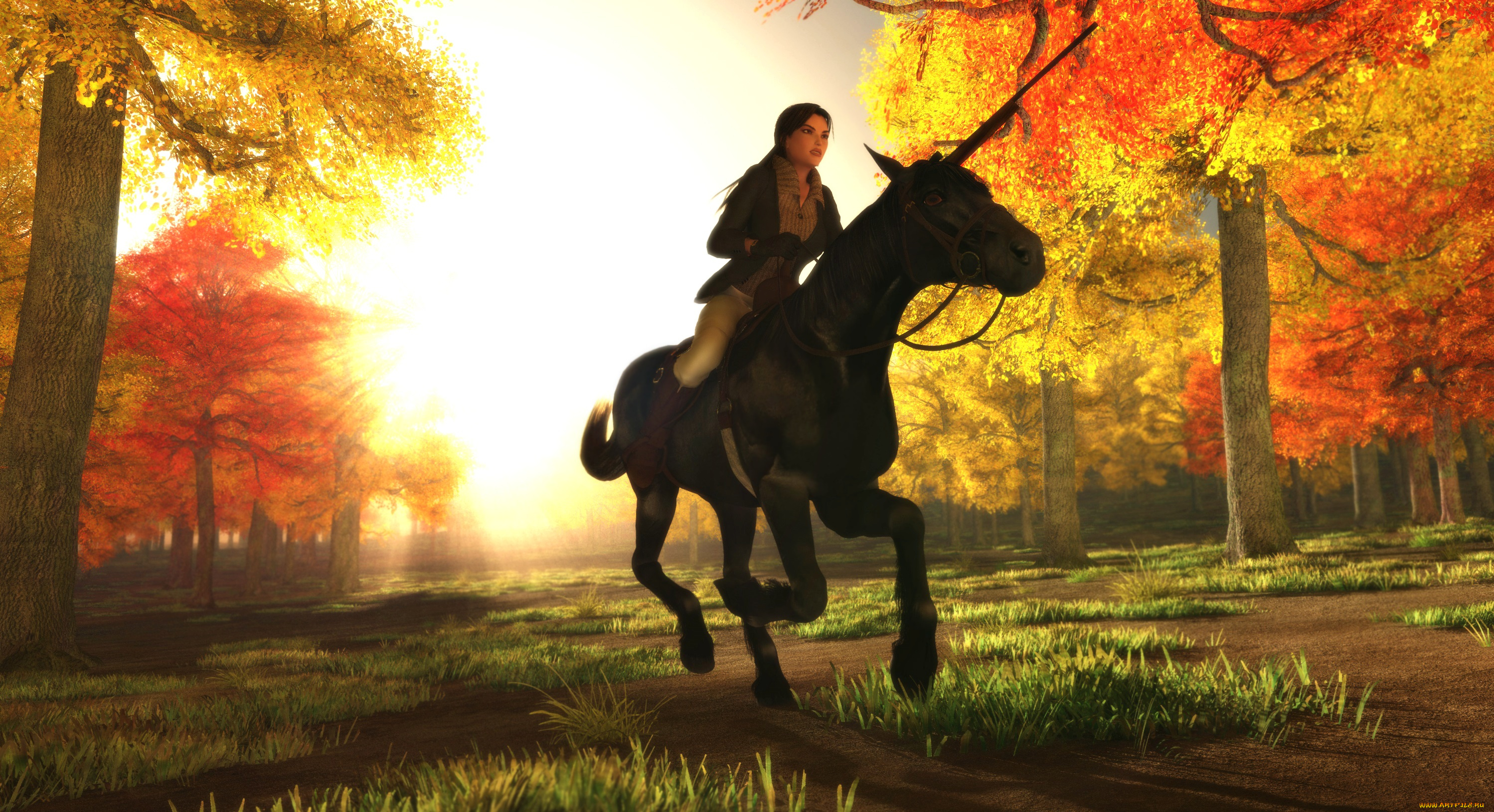 3д, графика, people, люди, лошадь