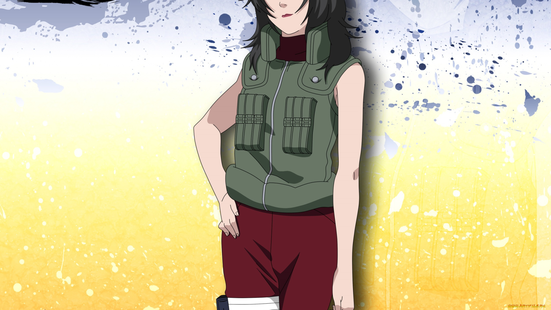 аниме, naruto, куренай, юхи, девушка, персонаж, арт, взгляд, поза, шатенка