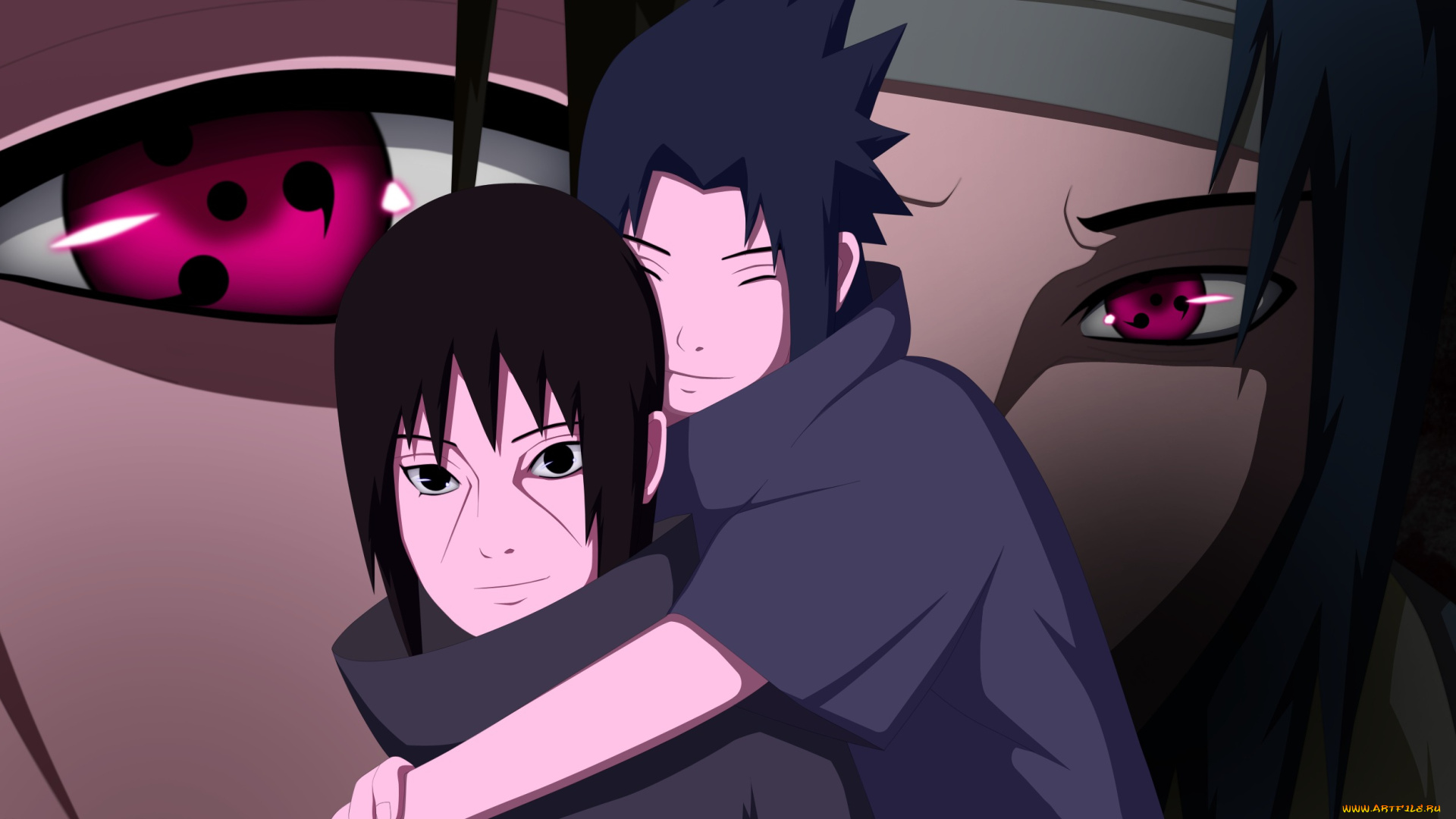 аниме, naruto, sasuke, itachi, братья, uchiha, шаринган, глаза