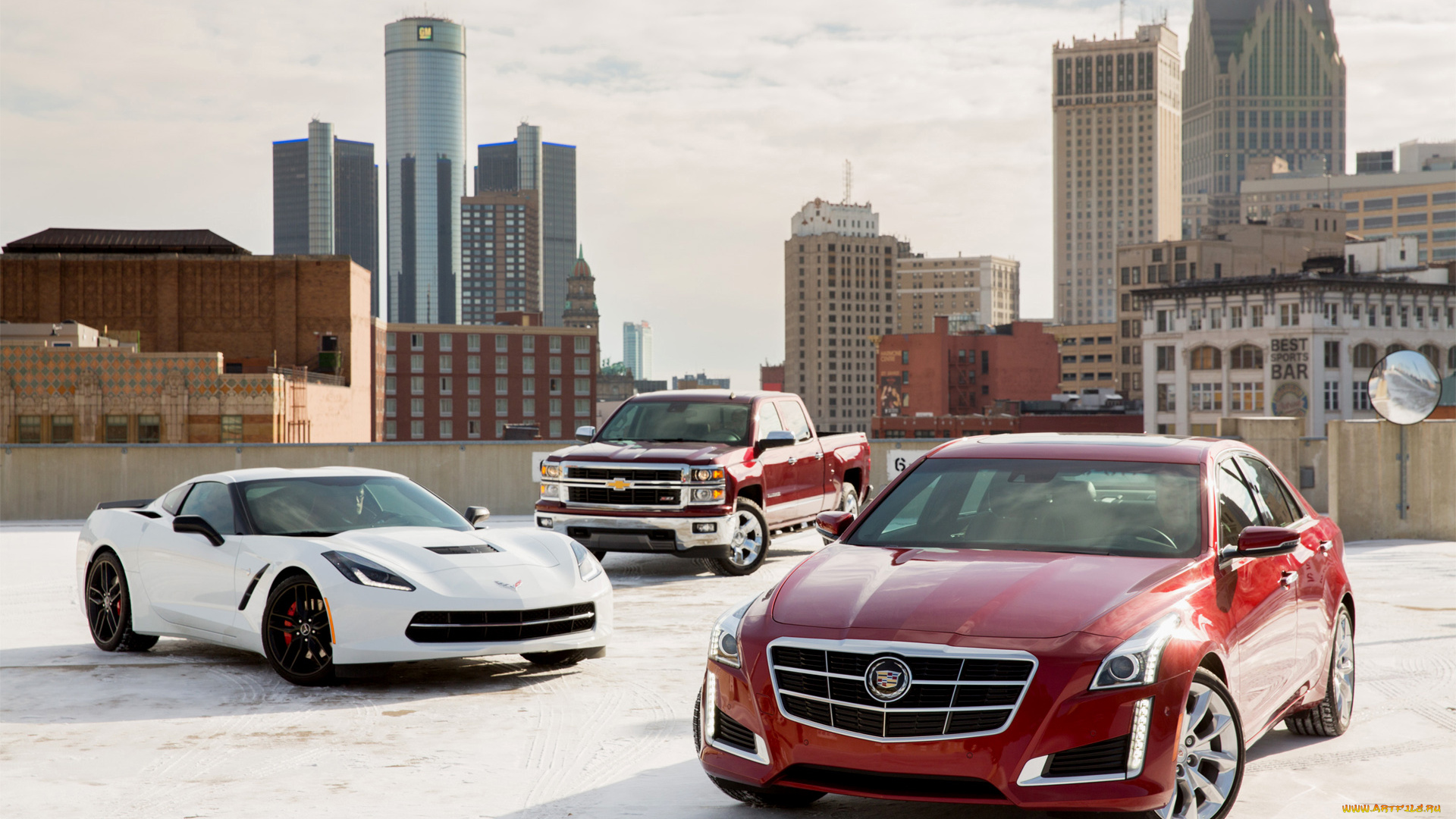 автомобили, разные, вместе, chevrolet, cadillac