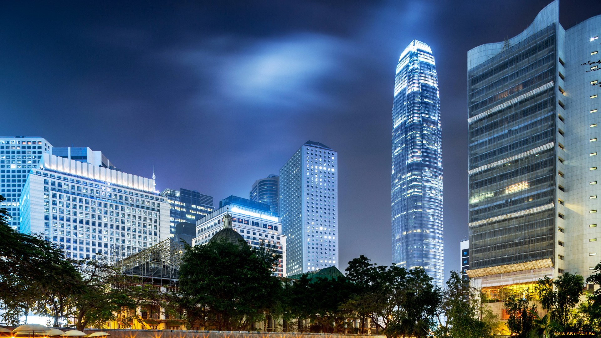 гон, конг, города, гонконг, , китай, гон, конг, огни, ночь, дома, небоскребы
