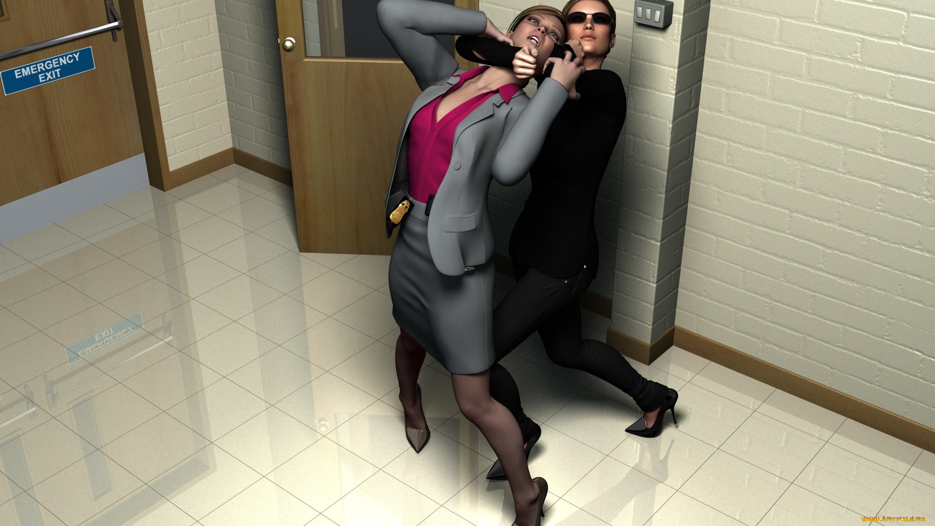 observers, 3д, графика, fantasy, , фантазия, девушки, драка