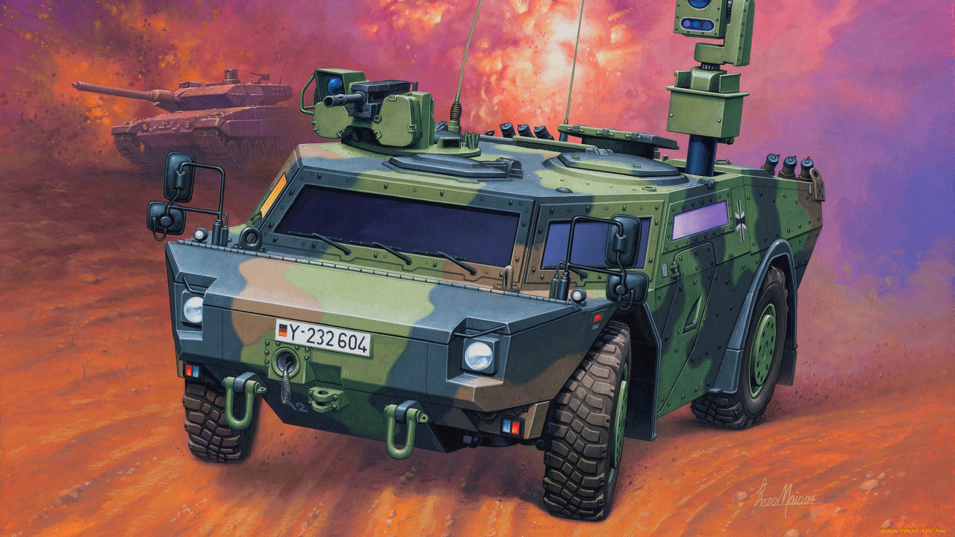 рисованные, армия, автомобиль, танк