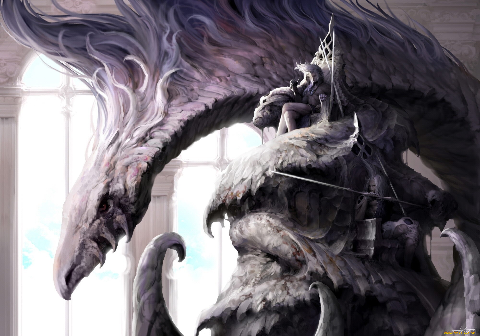 фэнтези, драконы, дракон, трон, lee, sung-jae, парень, монстр