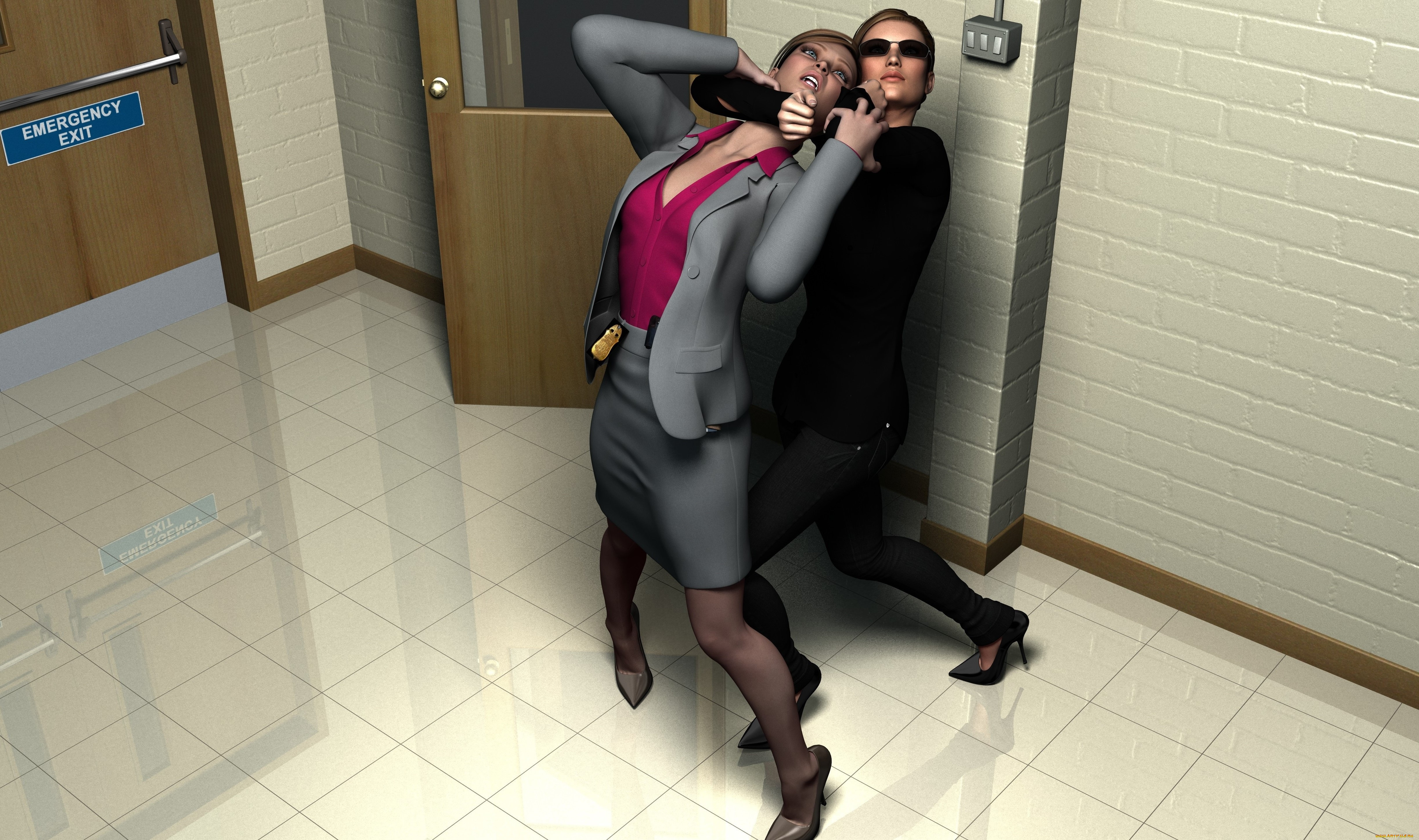 observers, 3д, графика, fantasy, , фантазия, девушки, драка